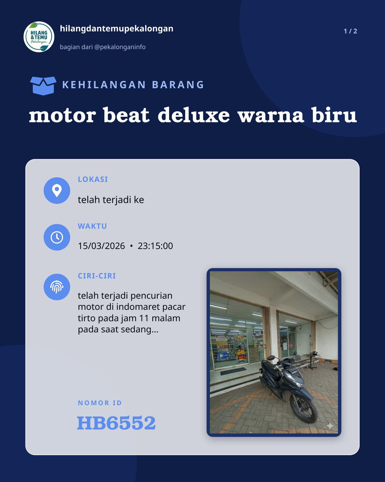Slide 1 laporan motor beat deluxe warna biru