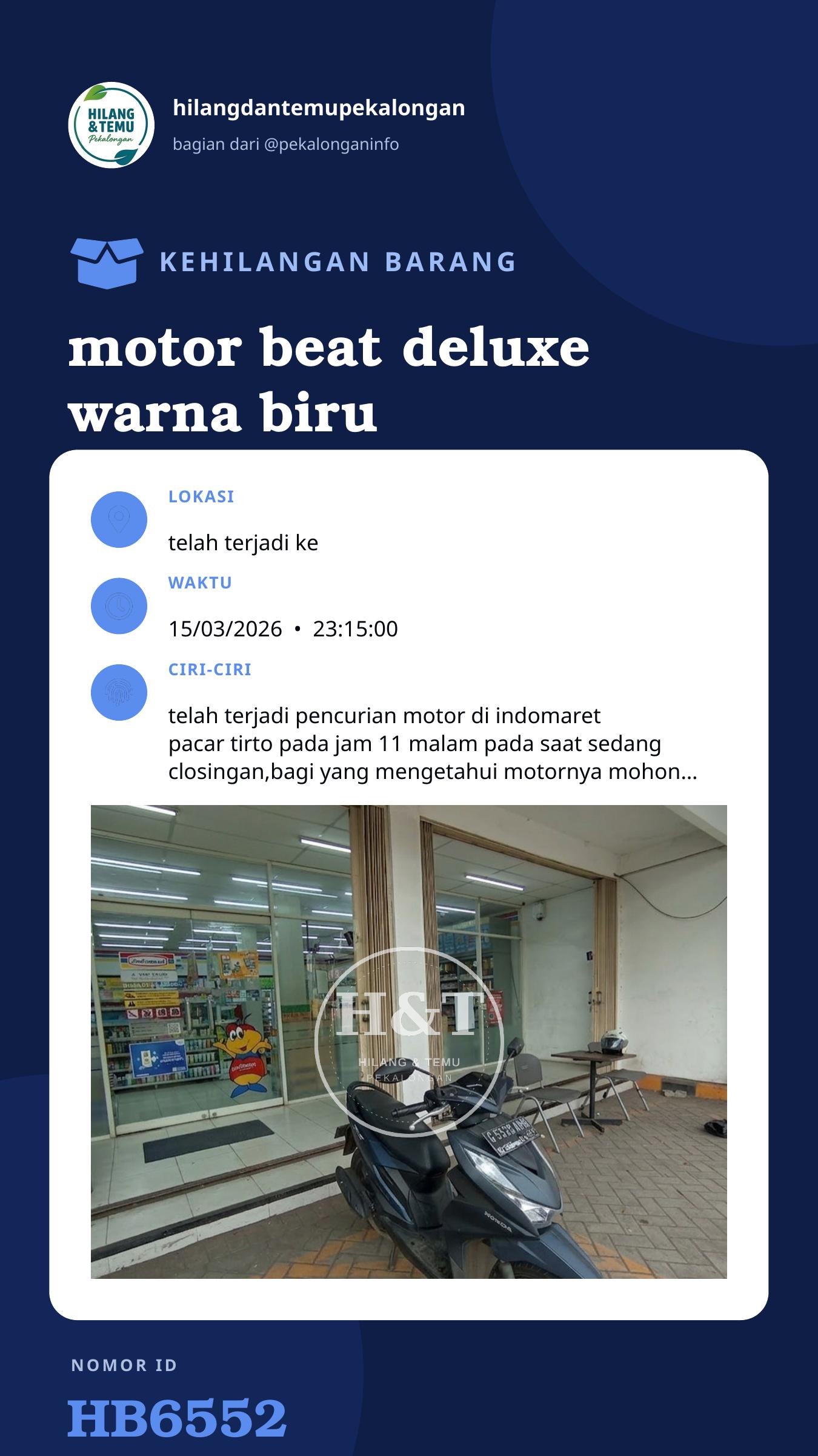 Story 9:16 laporan motor beat deluxe warna biru