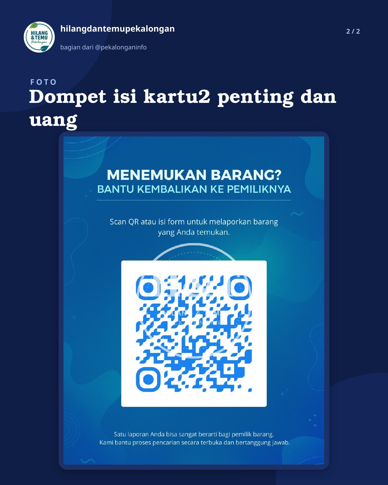 Slide 2 laporan Dompet isi kartu2 penting dan uang