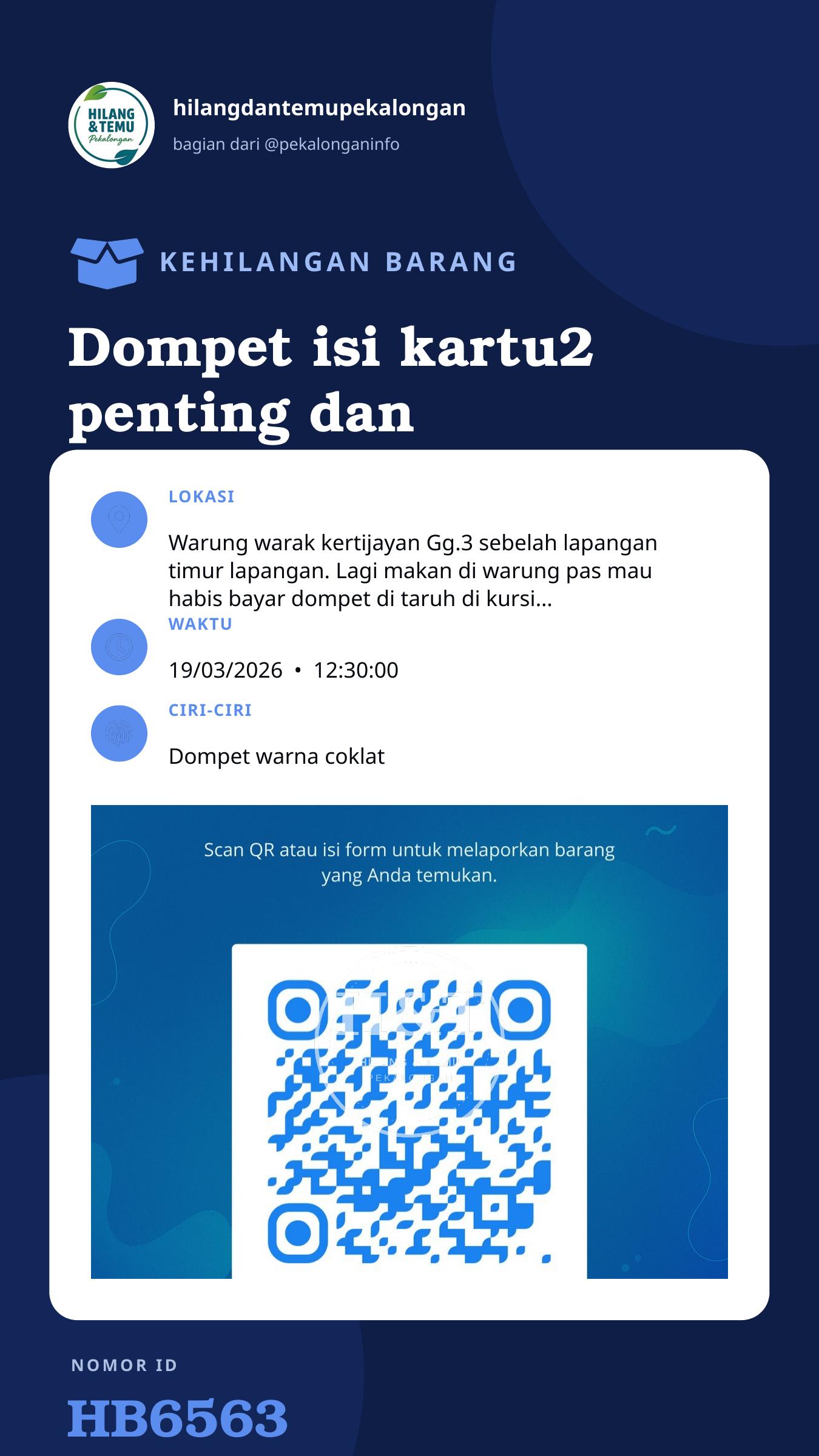 Story 9:16 laporan Dompet isi kartu2 penting dan uang