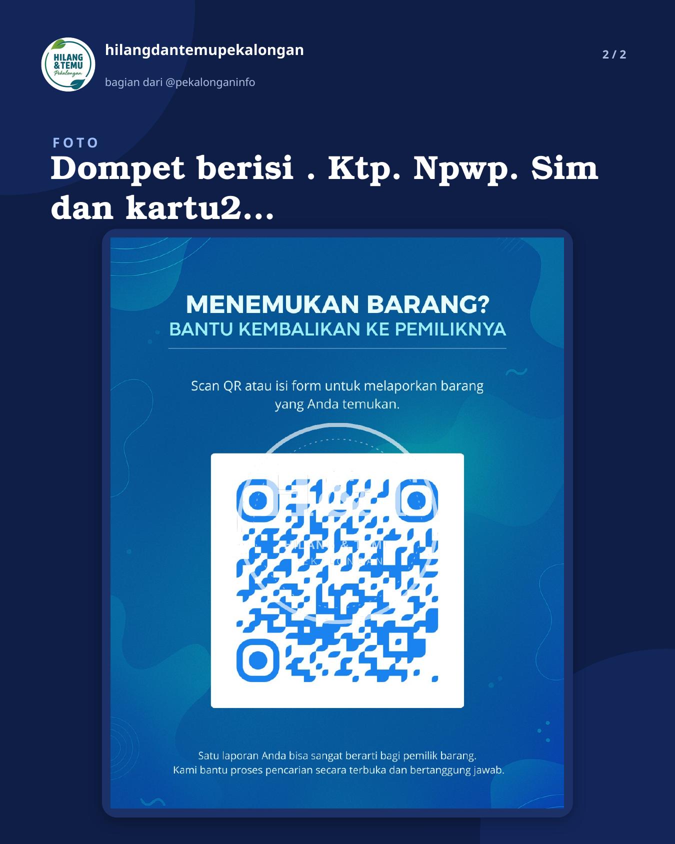 Slide 2 laporan Dompet berisi . Ktp. Npwp. Sim dan kartu2 lainnya