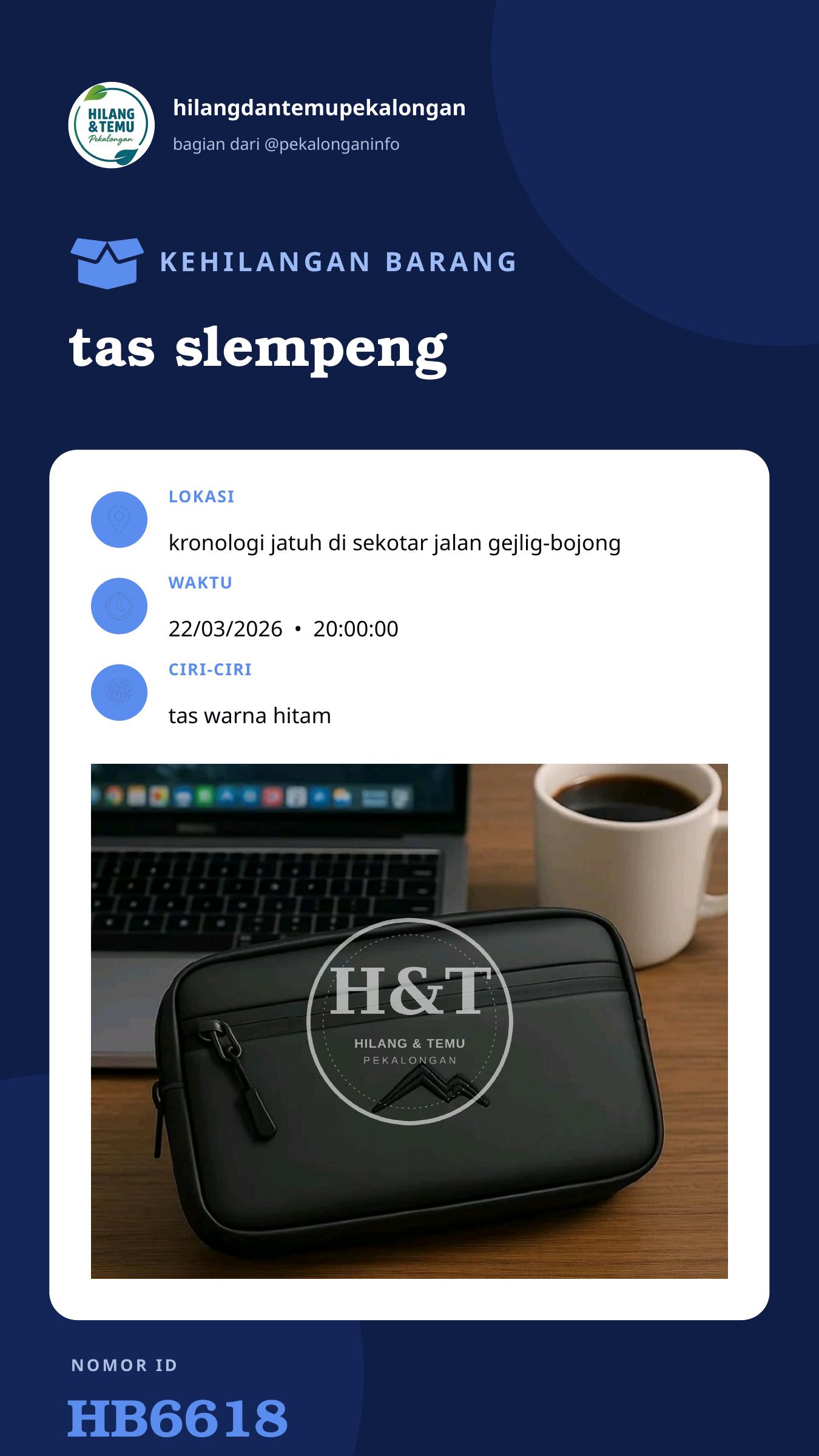 Story 9:16 laporan tas slempeng