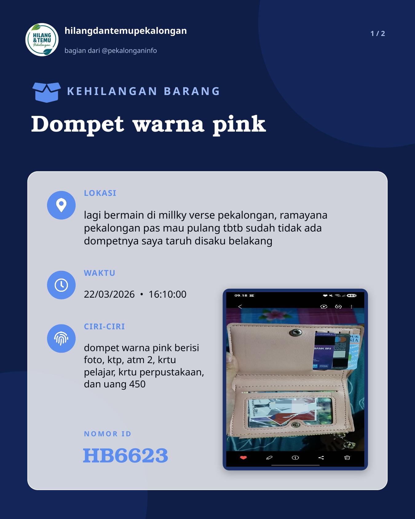 Slide 1 laporan Dompet warna pink