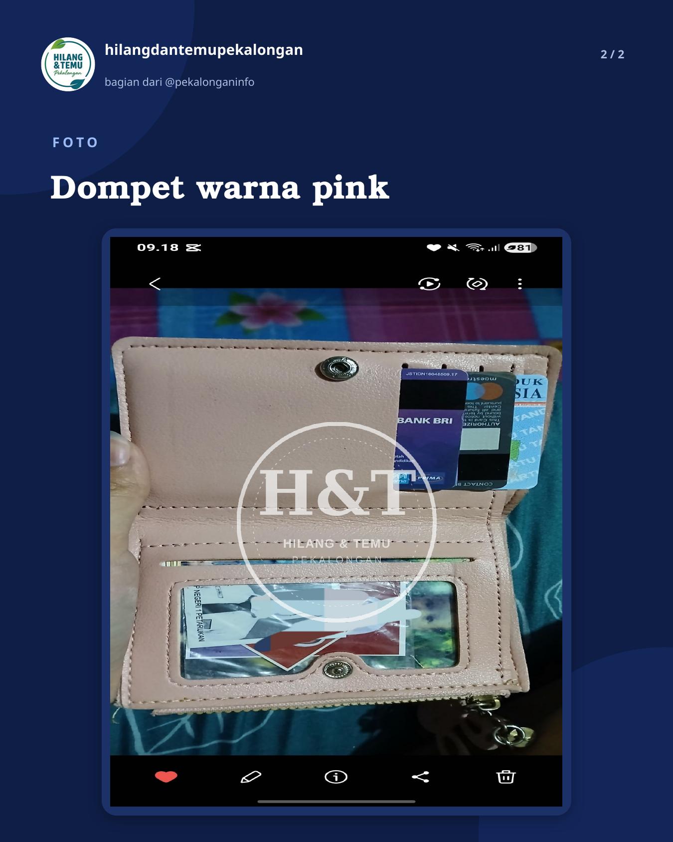 Slide 2 laporan Dompet warna pink