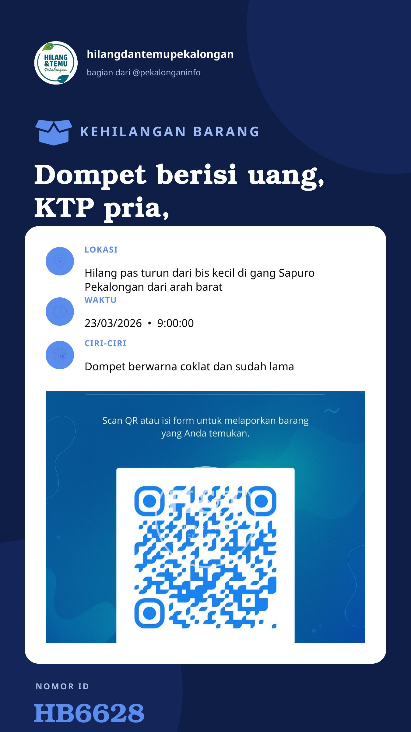Story 9:16 laporan Dompet berisi uang, KTP pria, STNK