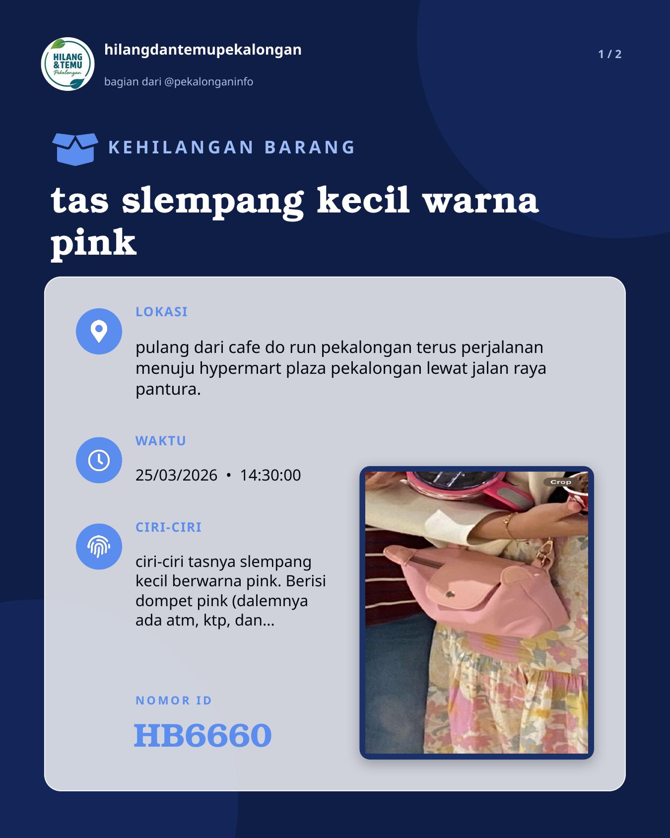Slide 1 laporan tas slempang kecil warna pink