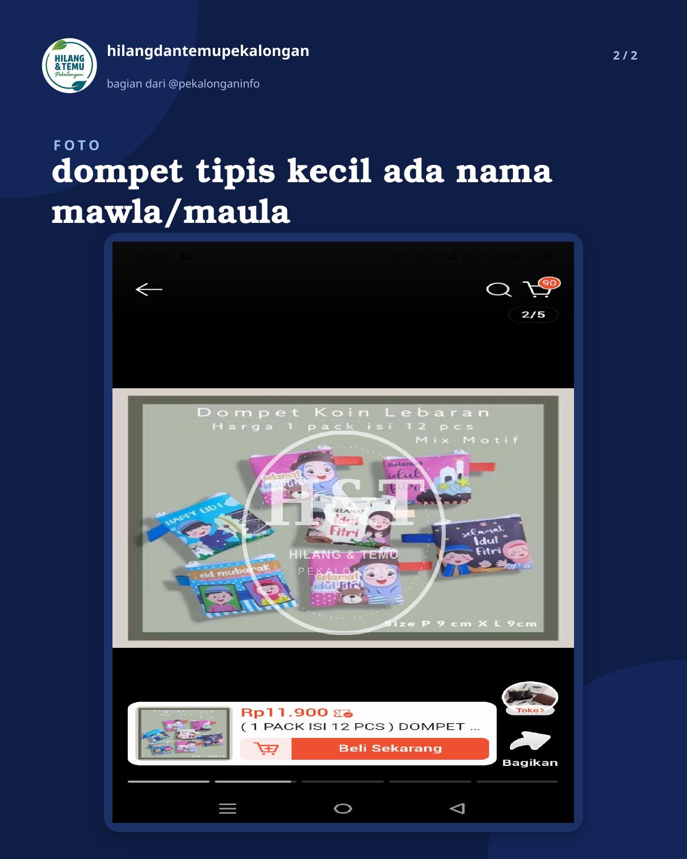 Slide 2 laporan dompet tipis kecil ada nama mawla/maula