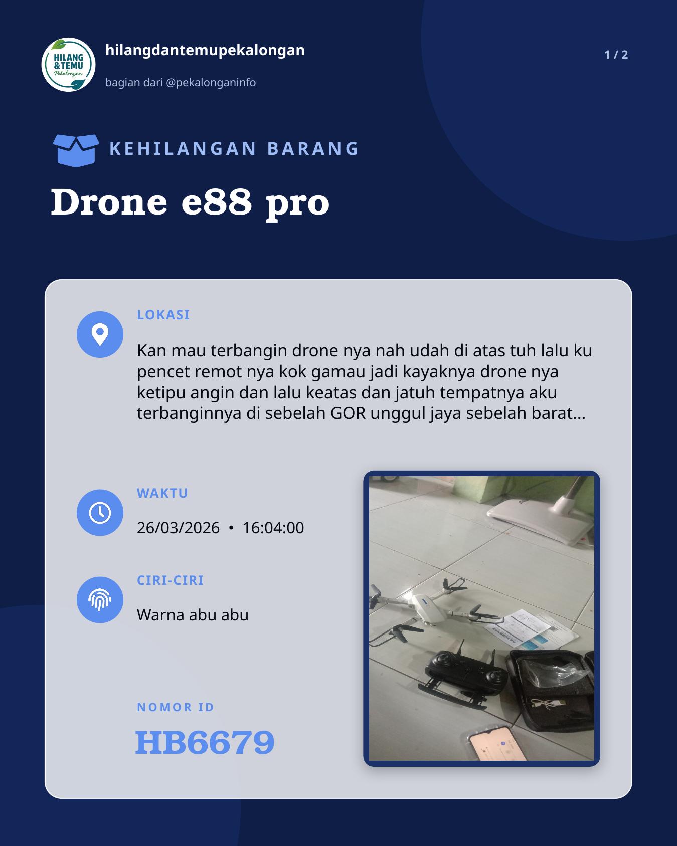 Slide 1 laporan Drone e88 pro