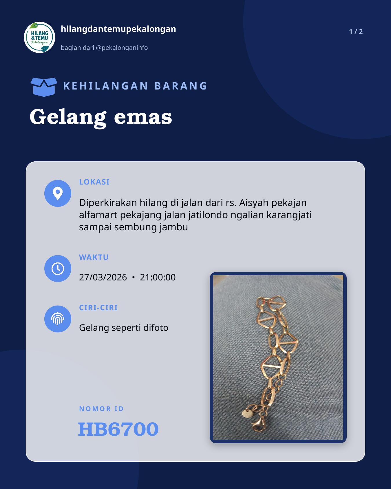 Slide 1 laporan Gelang emas