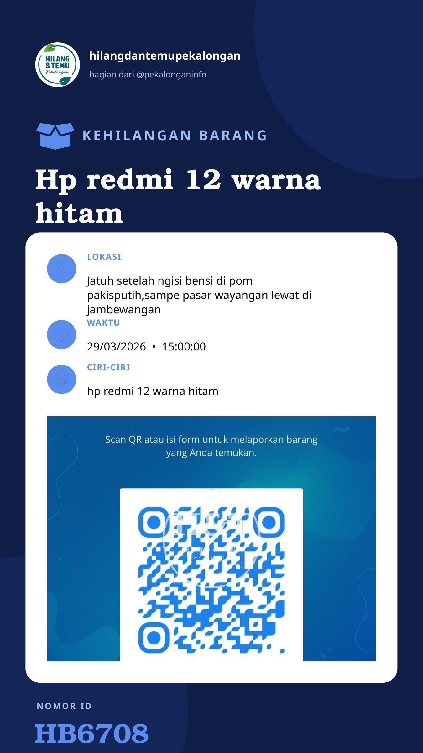 Story 9:16 laporan Hp redmi 12 warna hitam