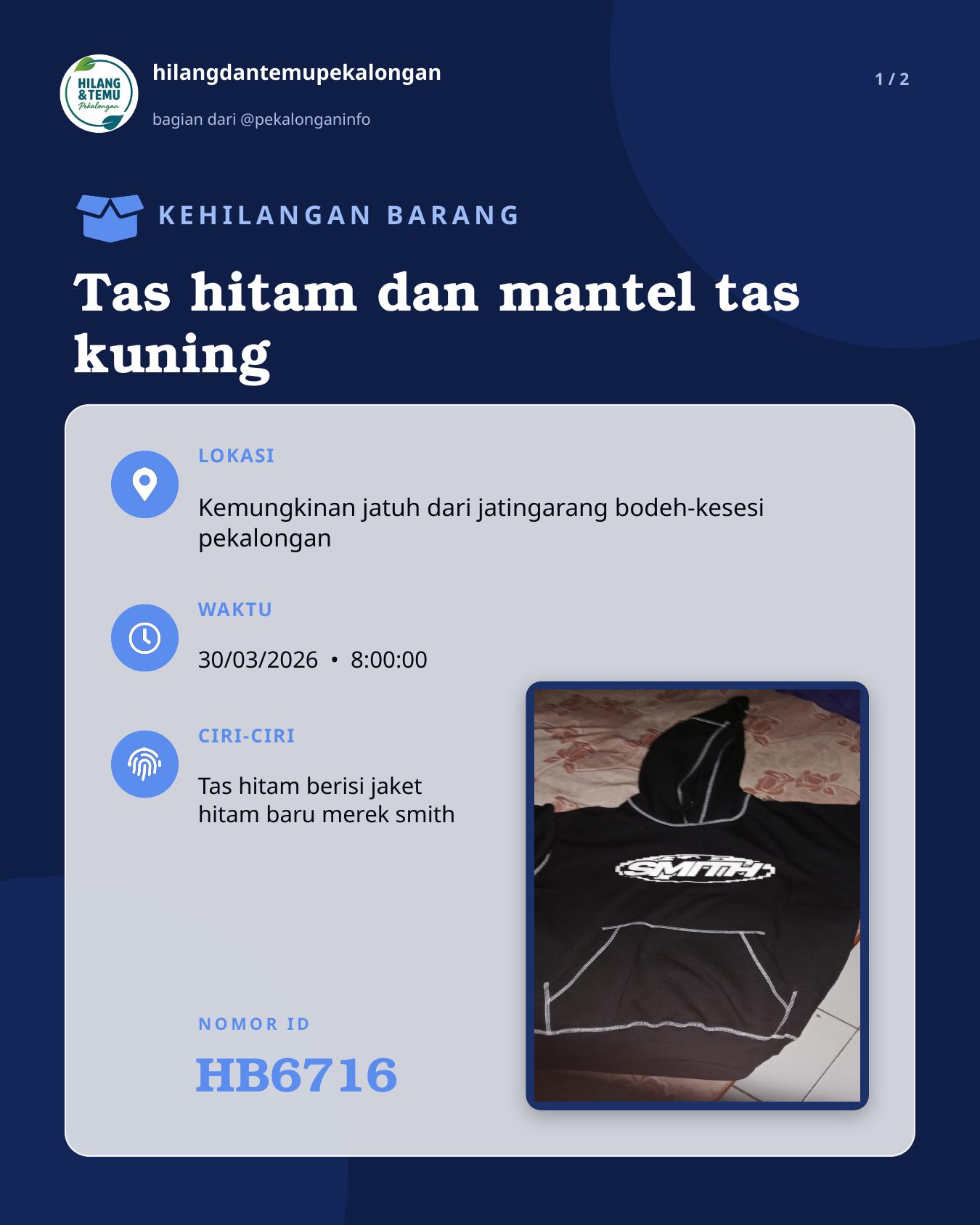 Slide 1 laporan Tas hitam dan mantel tas kuning
