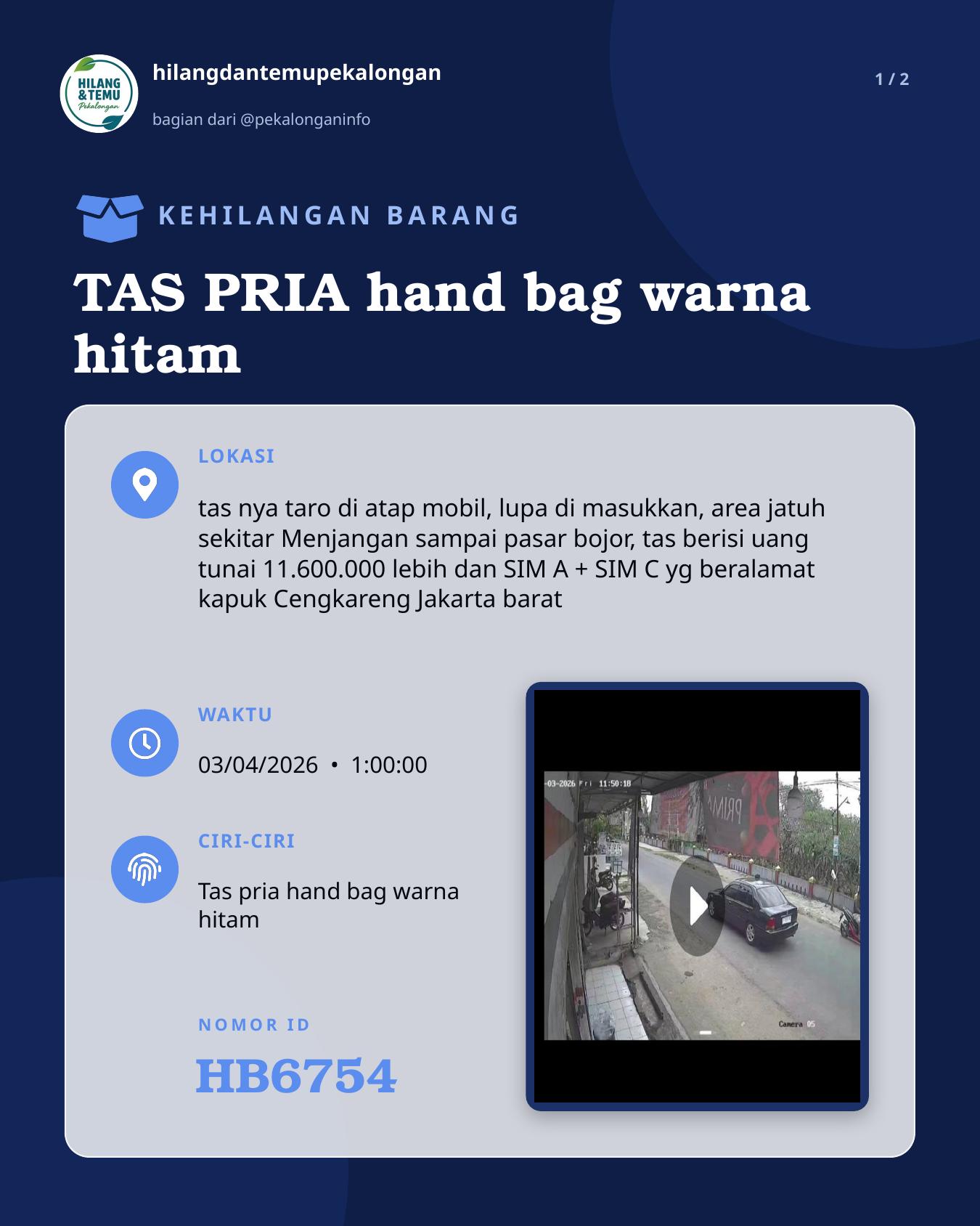 Slide 1 laporan TAS PRIA hand bag warna hitam