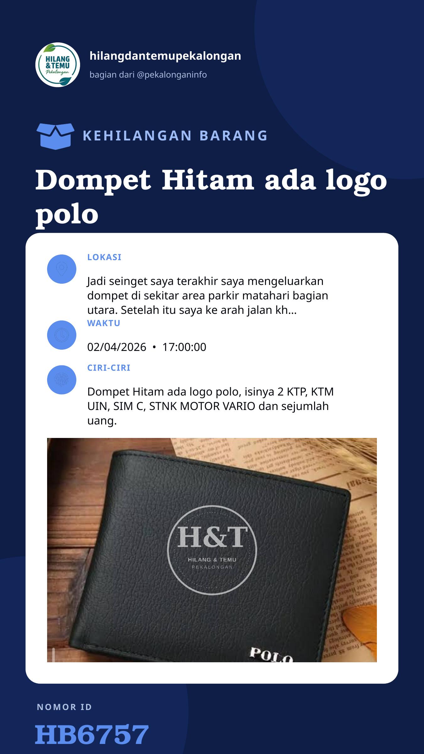 Story 9:16 laporan Dompet Hitam ada logo polo