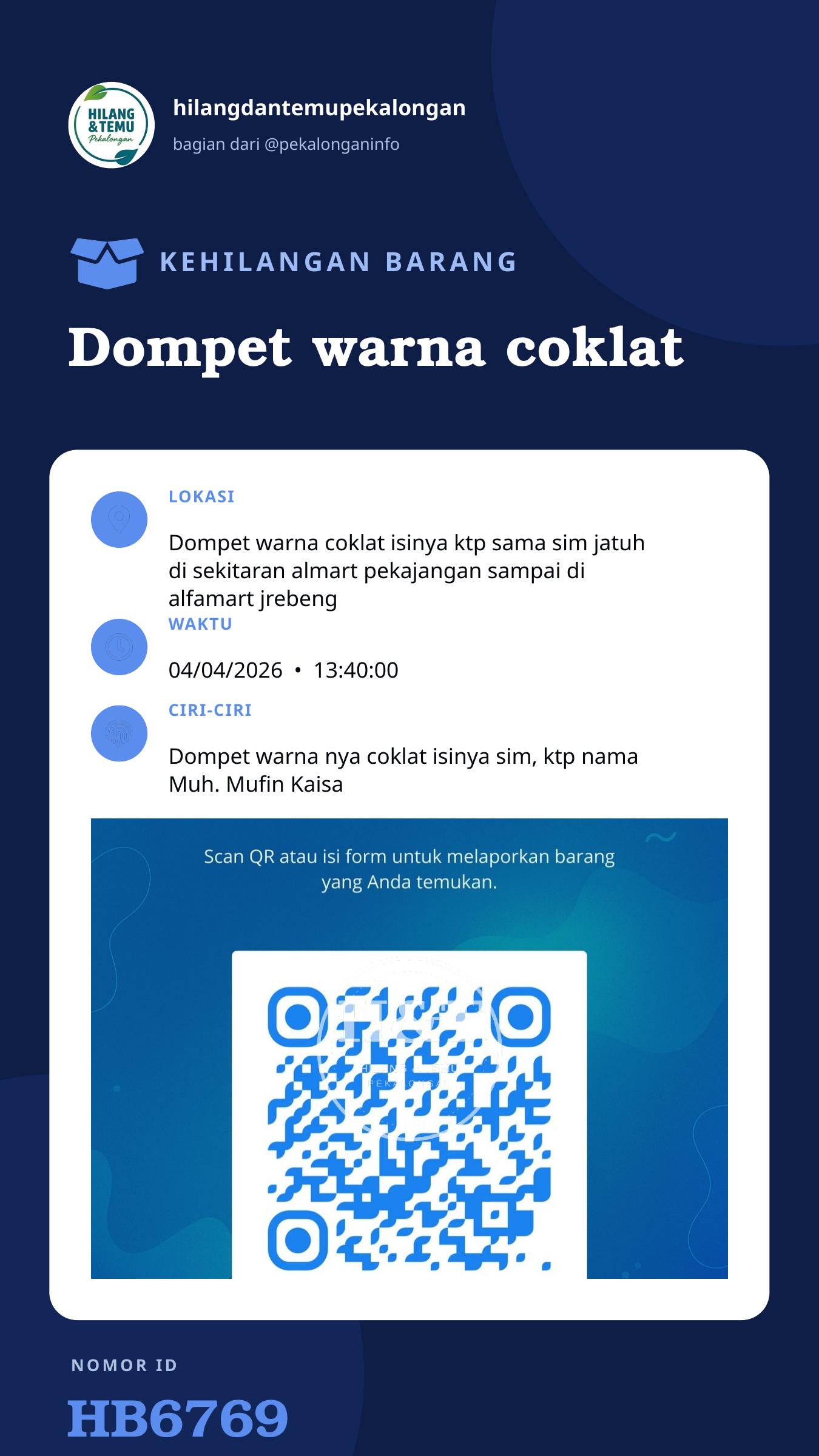 Story 9:16 laporan Dompet warna coklat