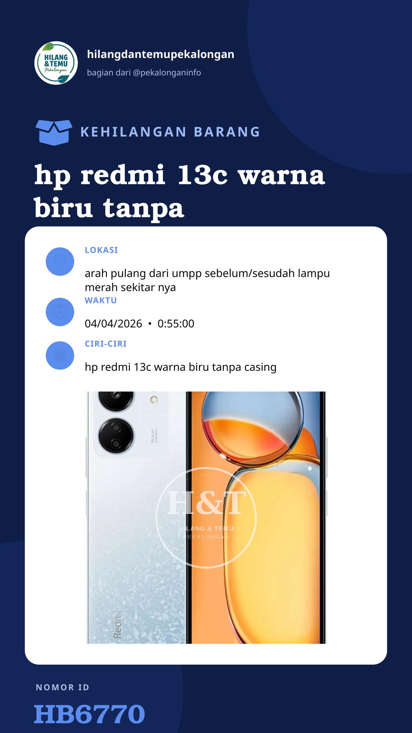 Story 9:16 laporan hp redmi 13c warna biru tanpa casing
