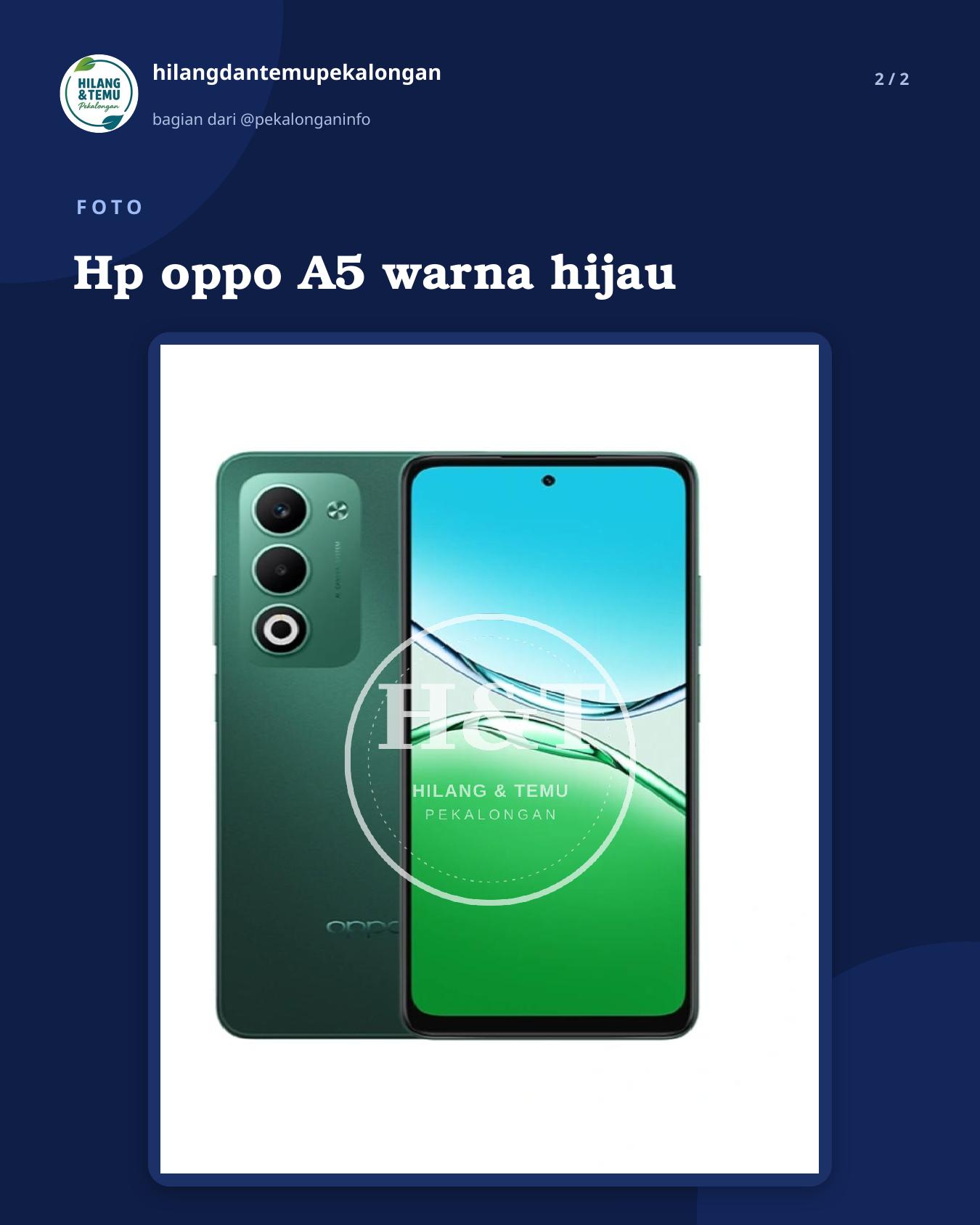 Slide 2 laporan Hp oppo A5 warna hijau