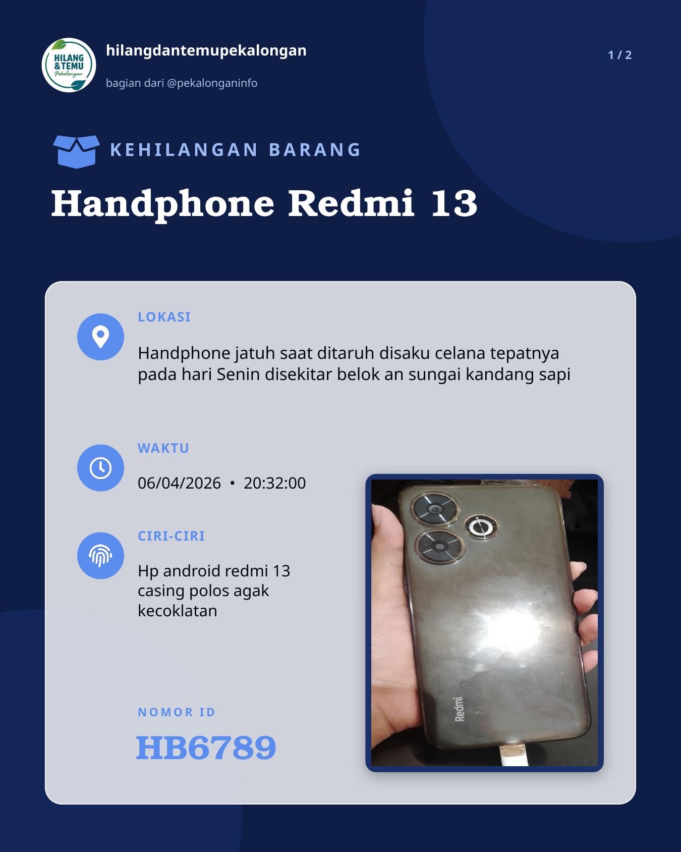 Slide 1 laporan Handphone Redmi 13