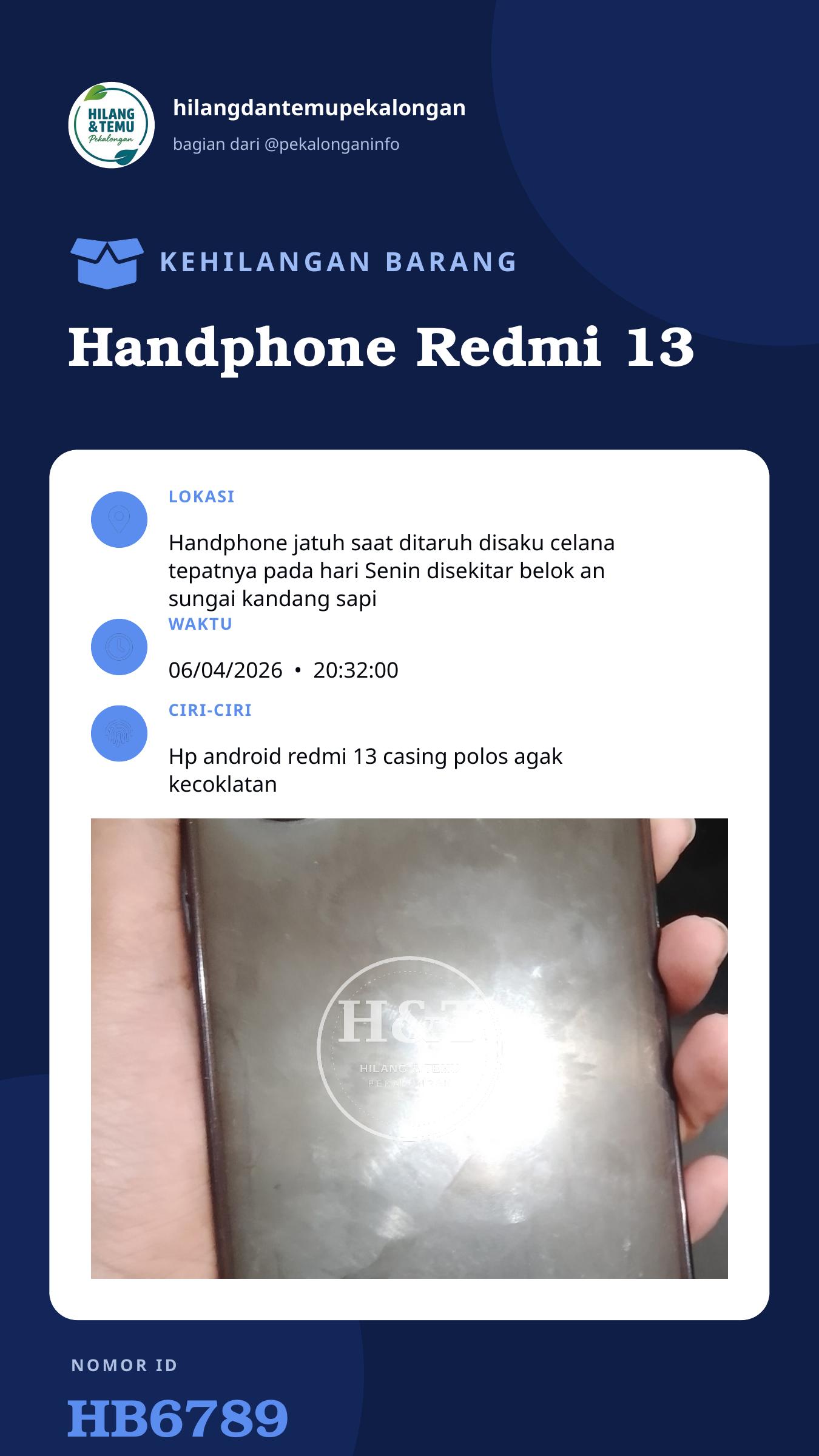Story 9:16 laporan Handphone Redmi 13