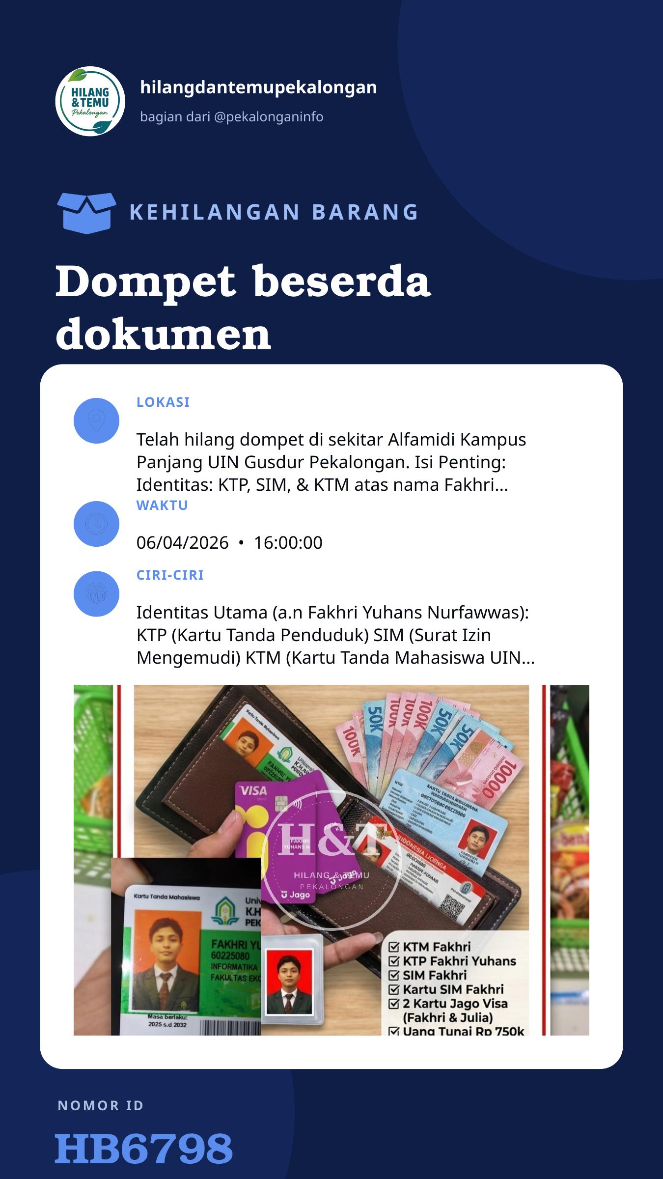 Story 9:16 laporan Dompet beserda dokumen