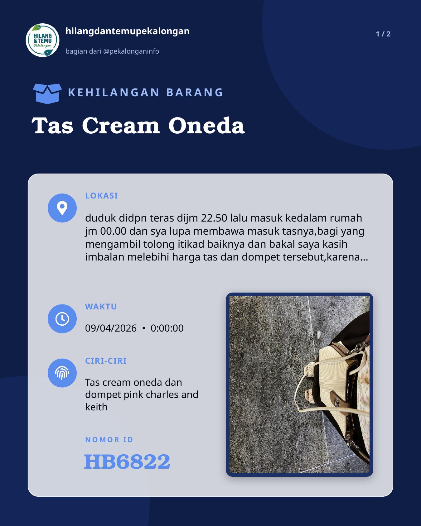 Slide 1 laporan Tas Cream Oneda
