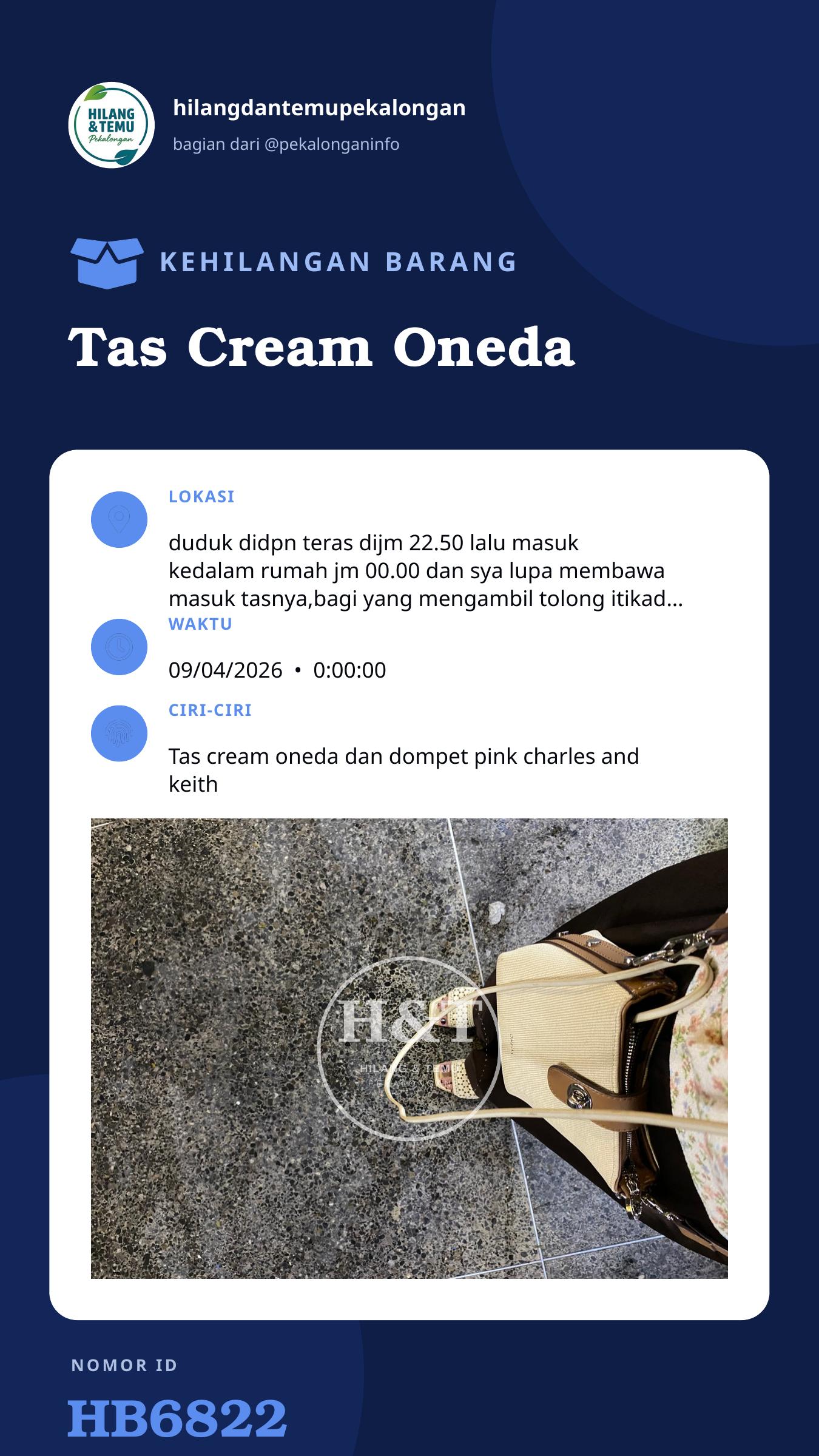 Story 9:16 laporan Tas Cream Oneda