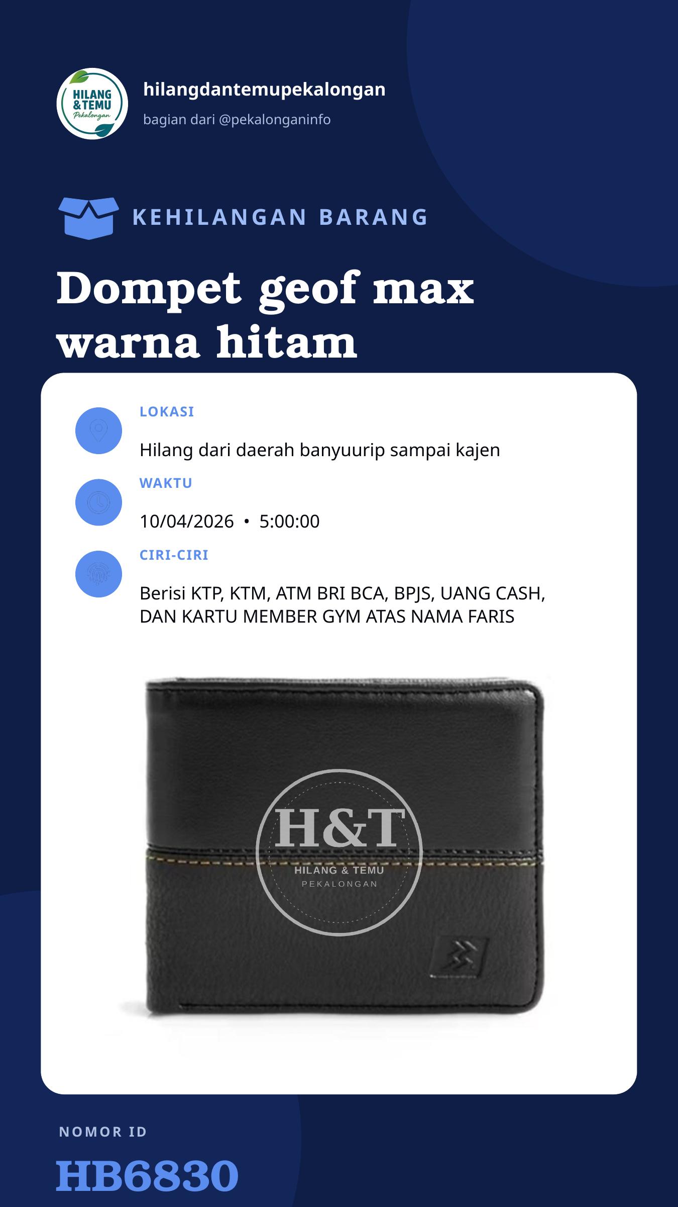Story 9:16 laporan Dompet geof max warna hitam coklat