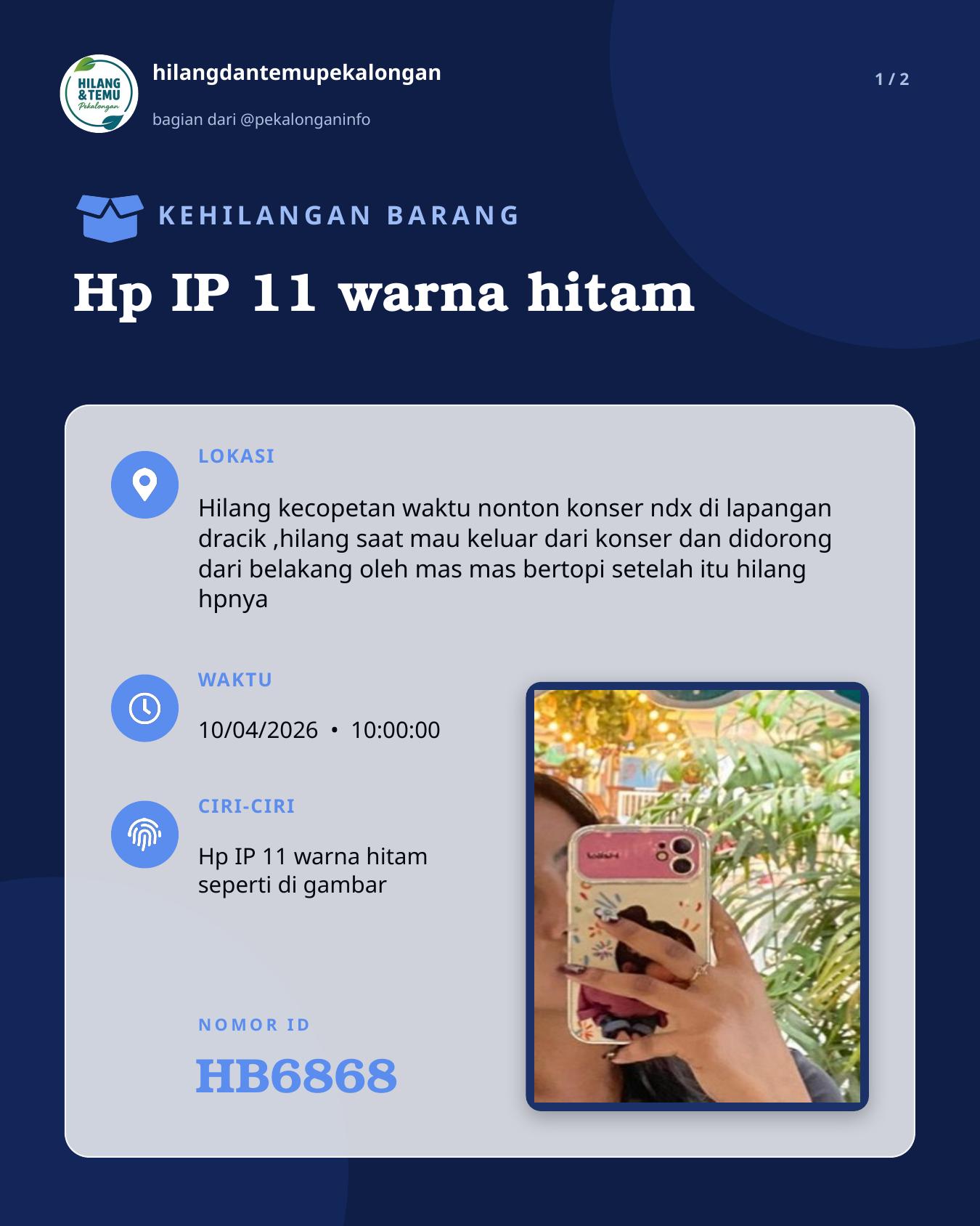 Slide 1 laporan Hp IP 11 warna hitam