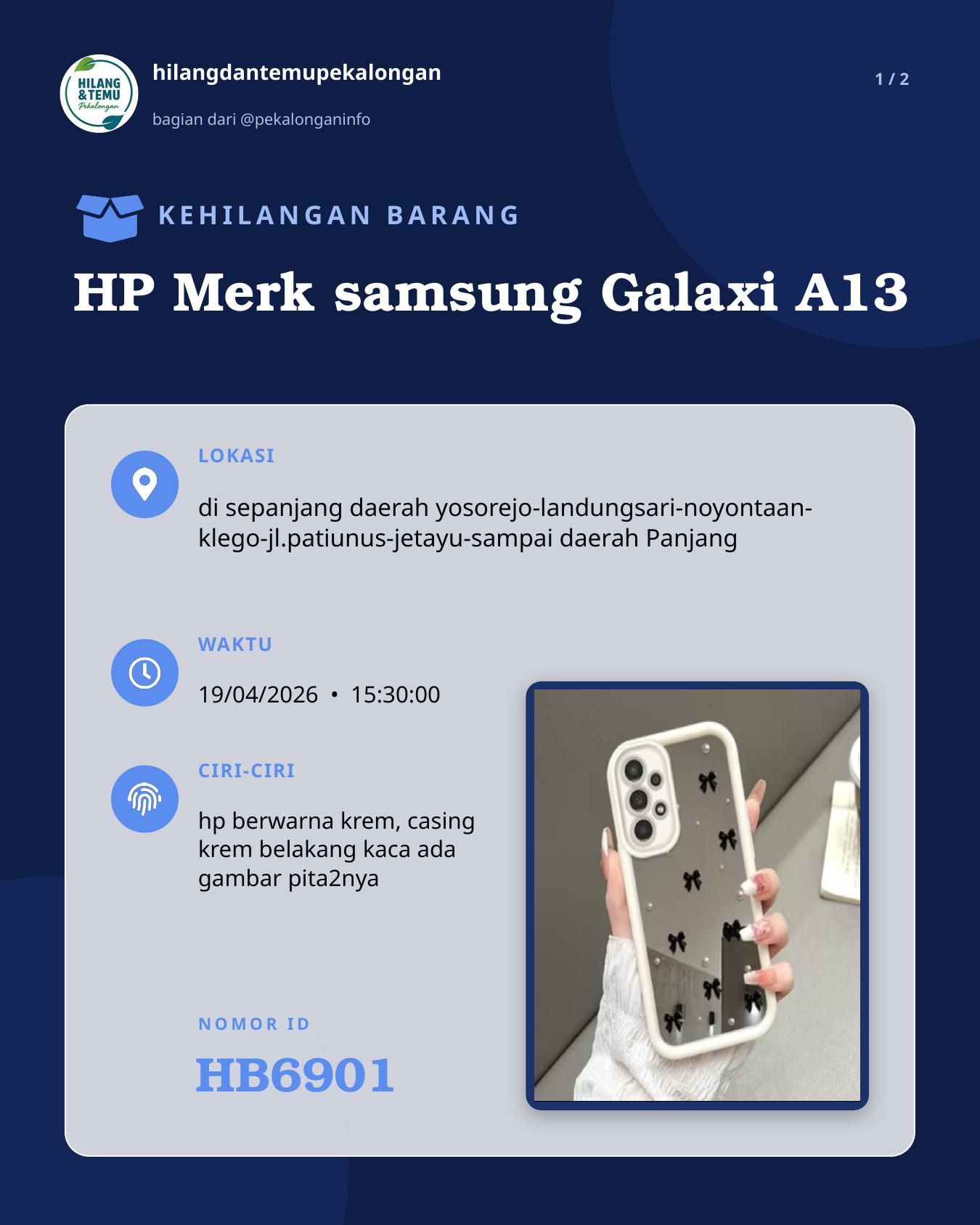 Slide 1 laporan HP Merk samsung Galaxi A13