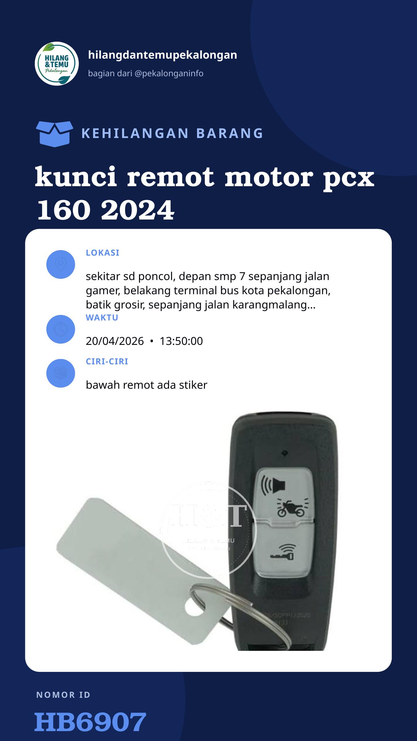 Story 9:16 laporan kunci remot motor pcx 160 2024