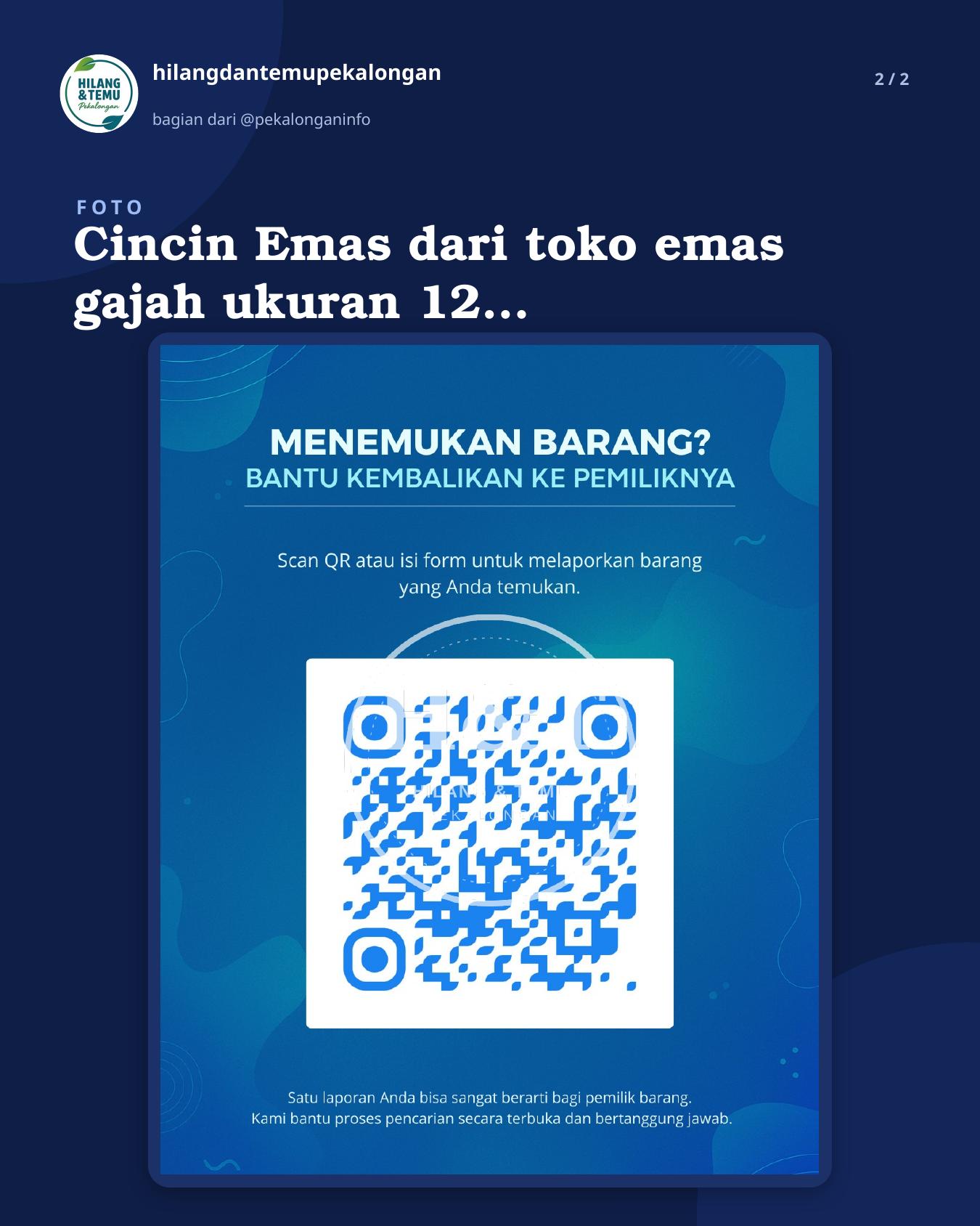 Slide 2 laporan Cincin Emas dari toko emas gajah ukuran 12 baru masih ada nota