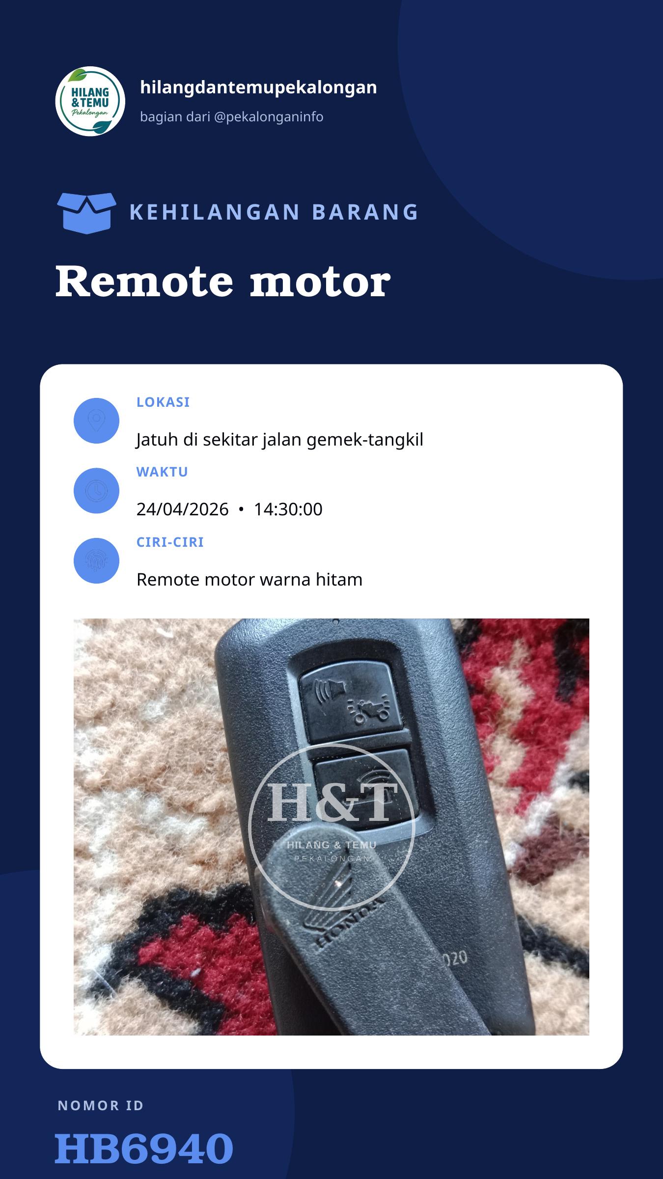 Story 9:16 laporan Remote motor