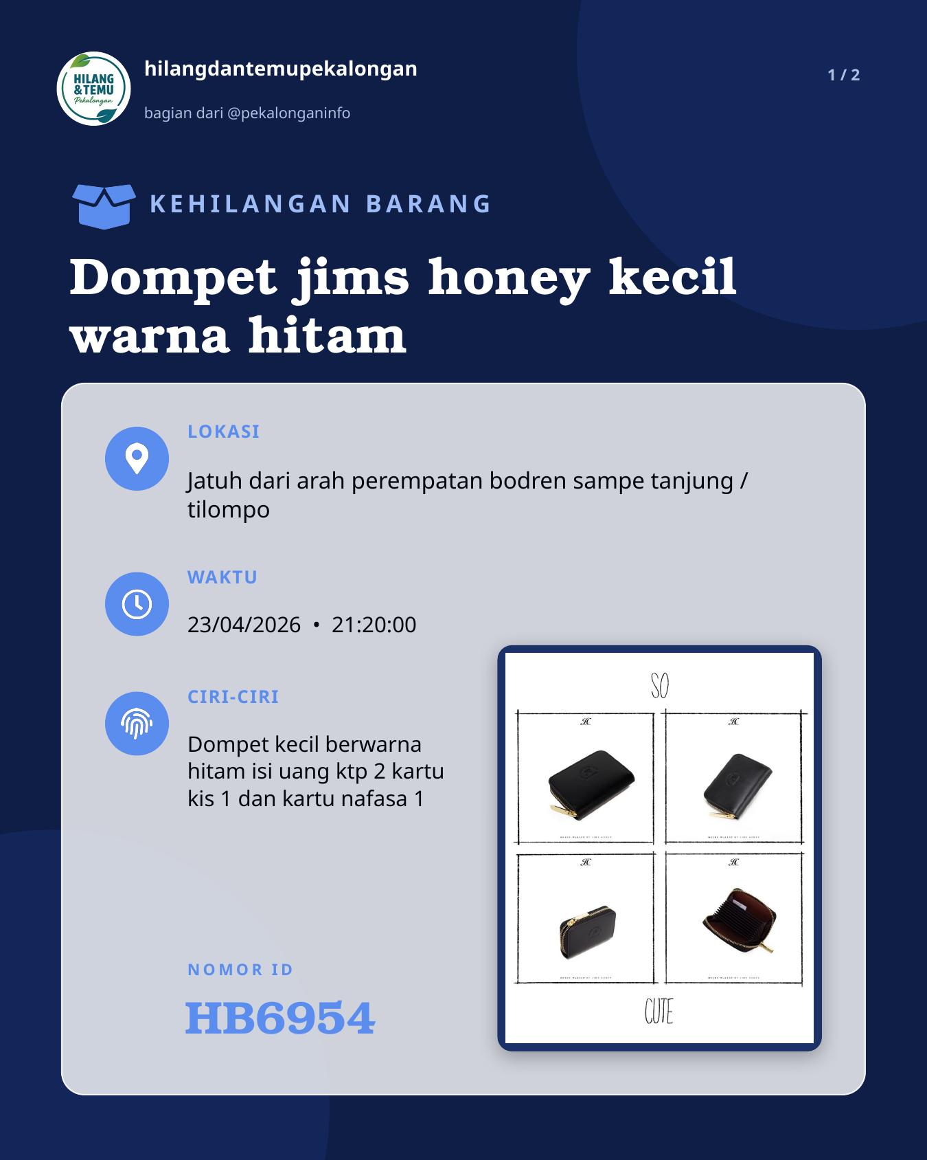 Slide 1 laporan Dompet jims honey kecil warna hitam