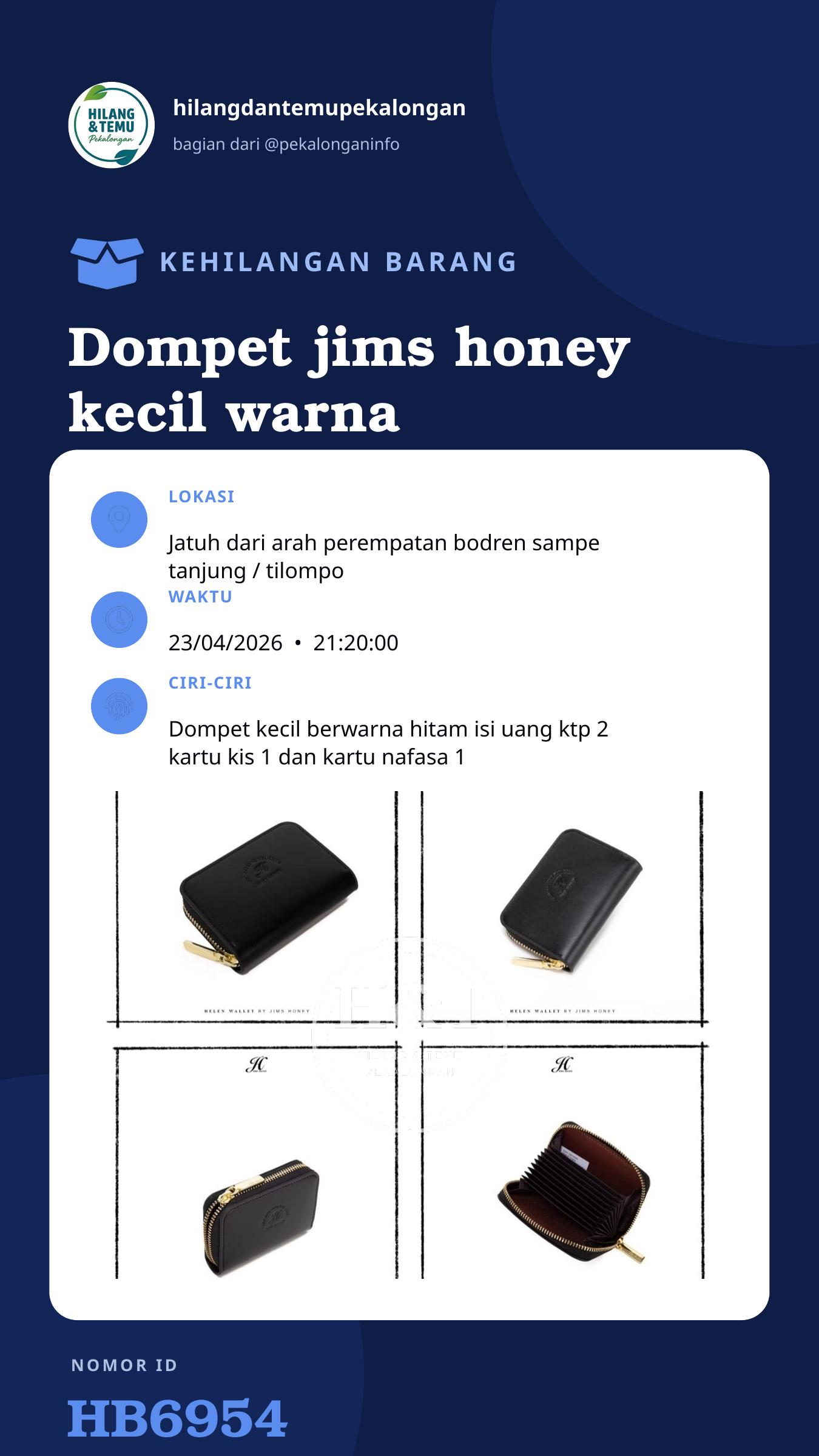 Story 9:16 laporan Dompet jims honey kecil warna hitam