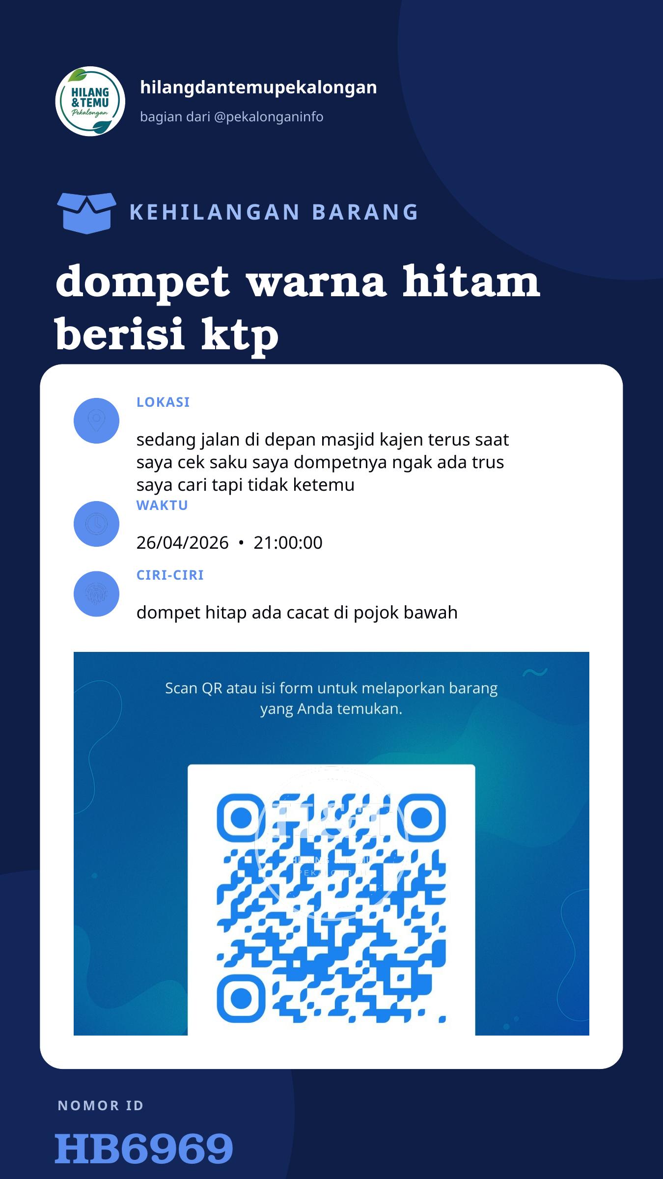 Story 9:16 laporan dompet warna hitam berisi ktp kartu pelajar stnk motor