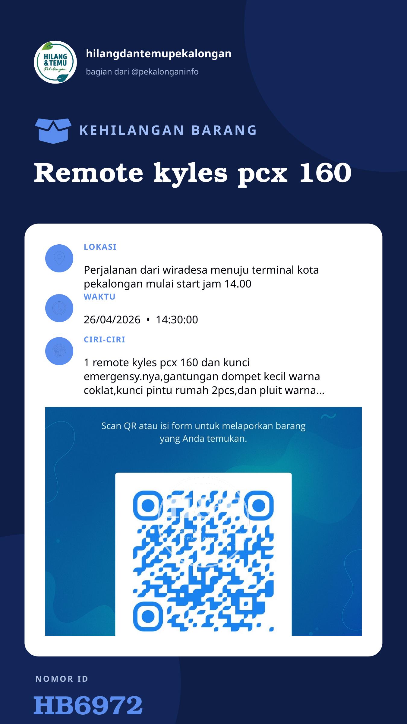 Story 9:16 laporan Remote kyles pcx 160
