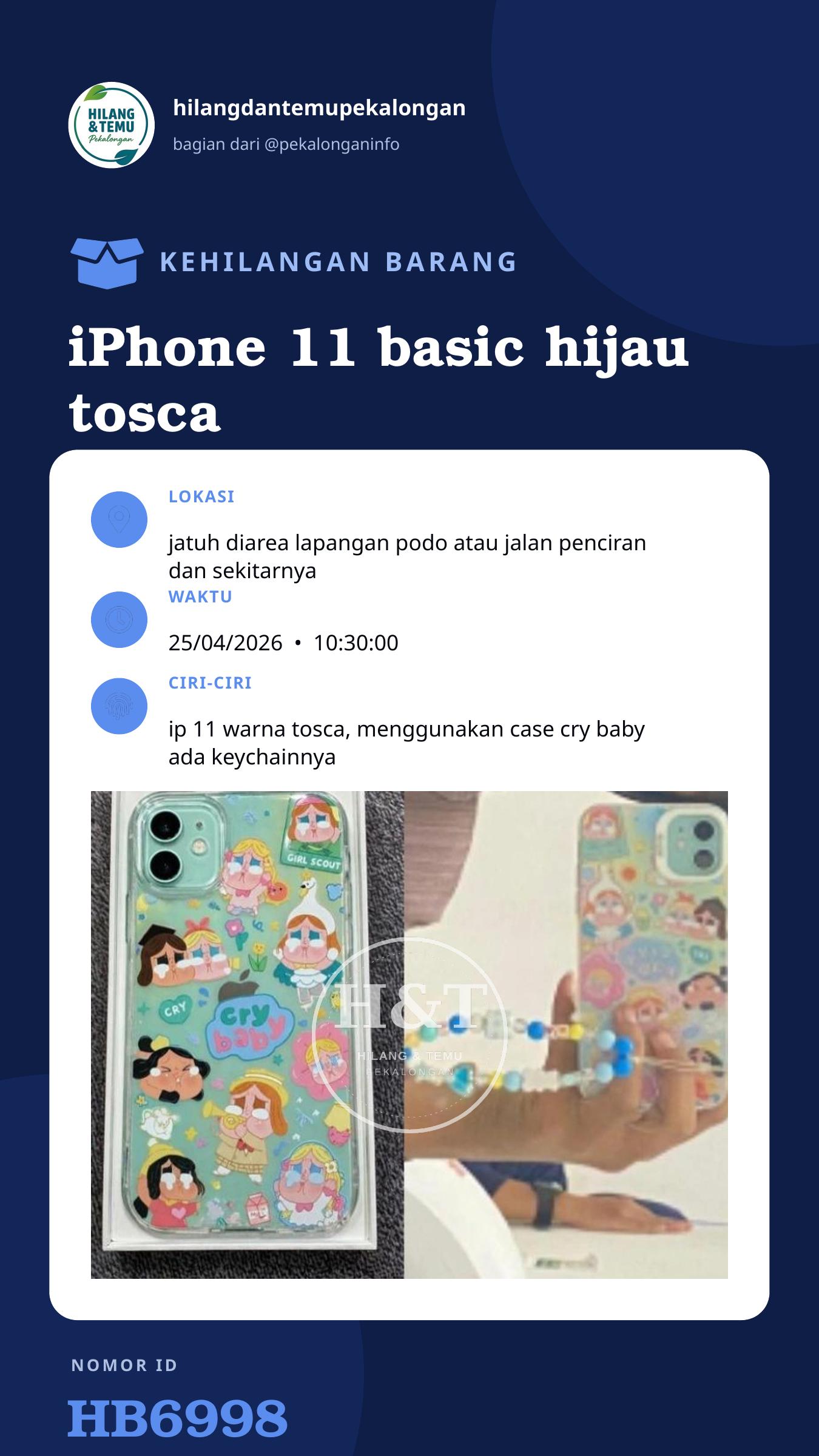 Story 9:16 laporan iPhone 11 basic hijau tosca