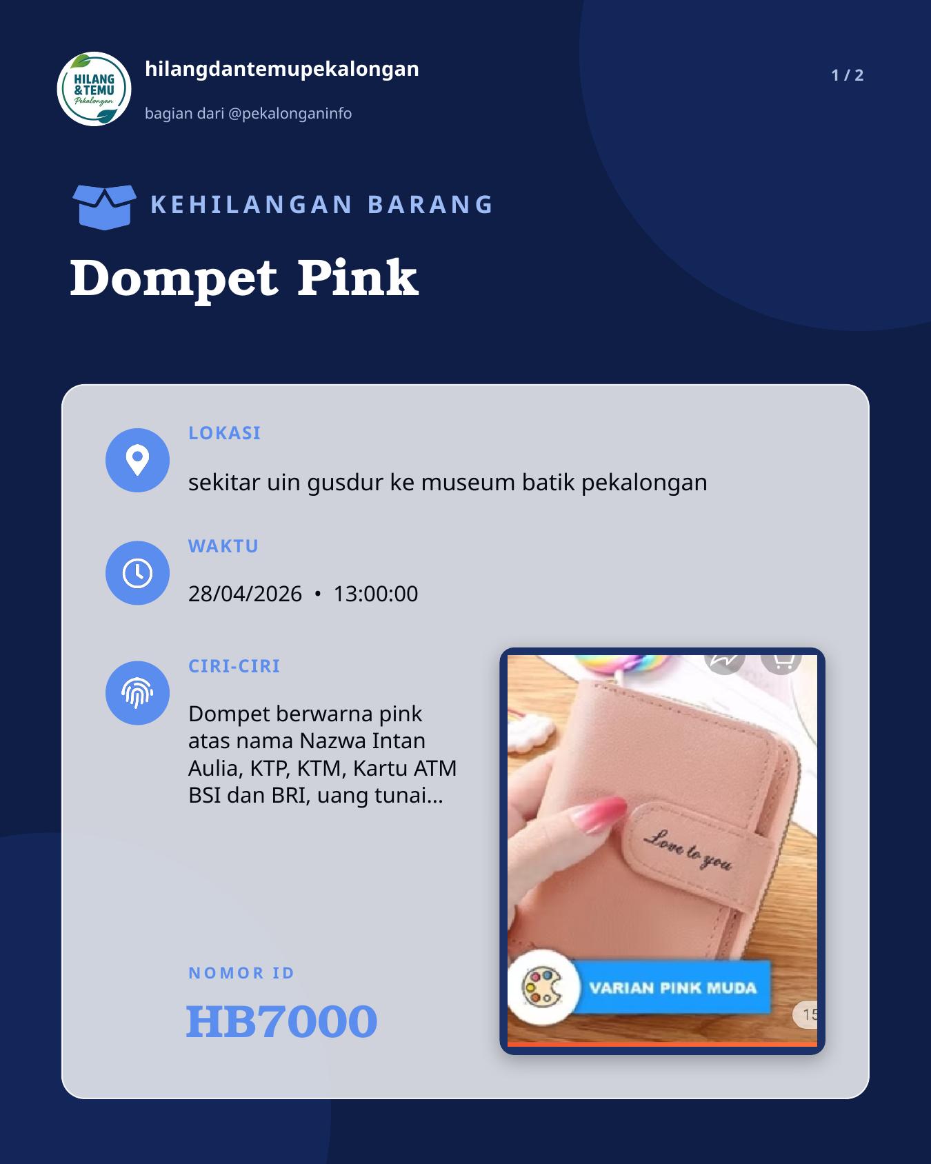 Slide 1 laporan Dompet Pink