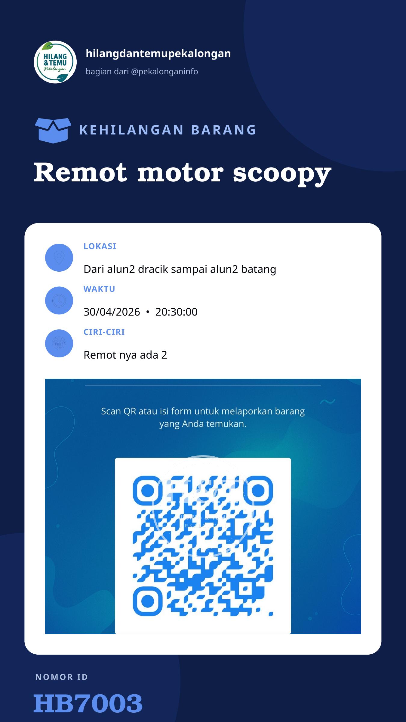 Story 9:16 laporan Remot motor scoopy