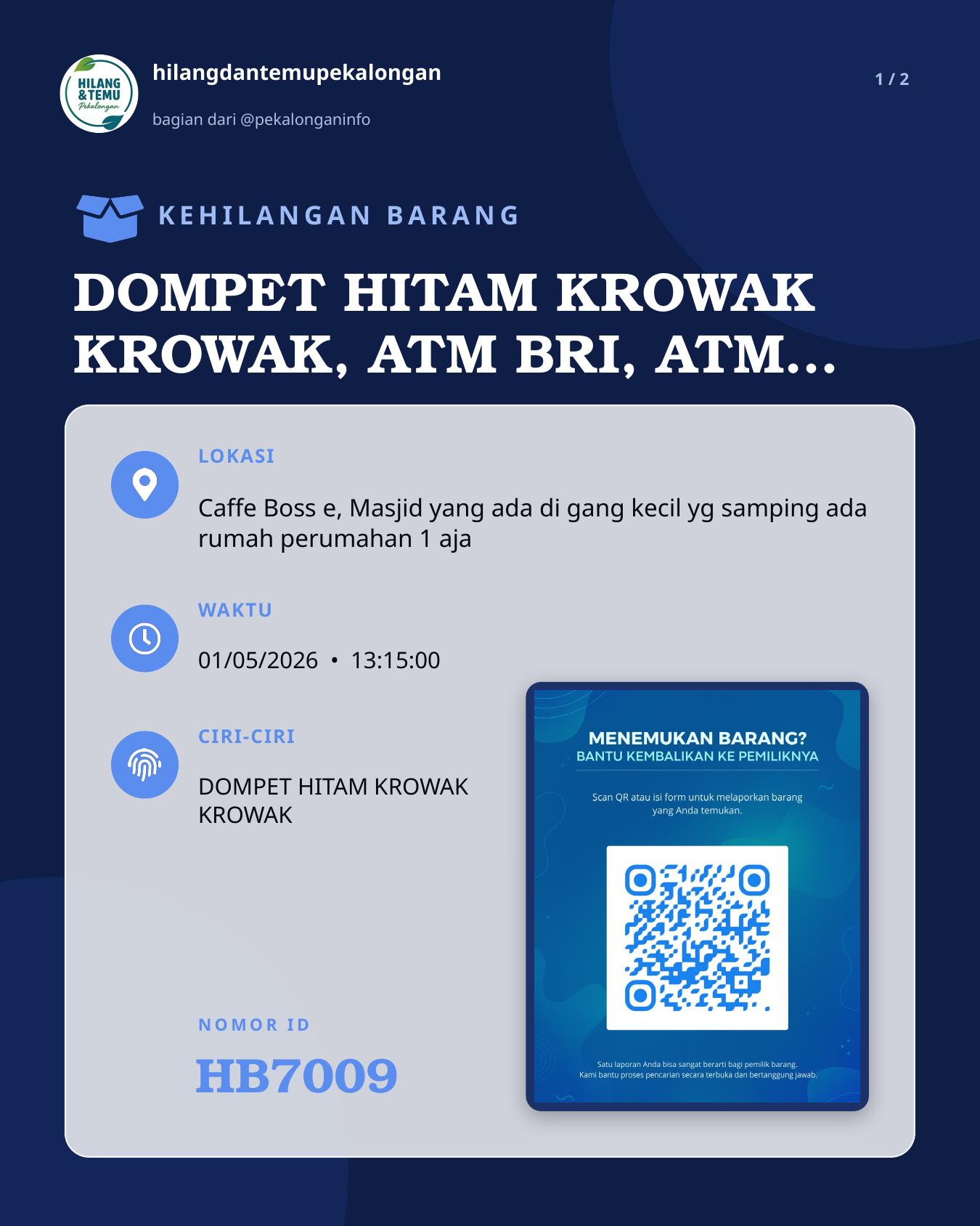 Slide 1 laporan DOMPET HITAM KROWAK KROWAK, ATM BRI, ATM SINARMAS, UANG 200K