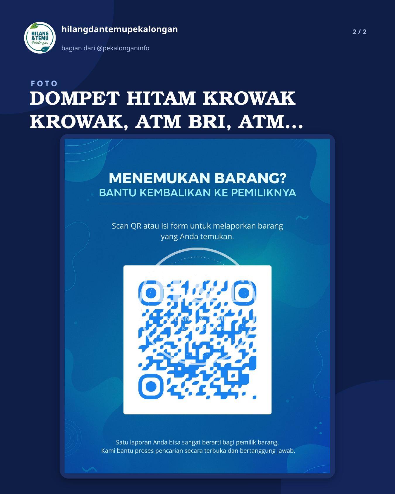 Slide 2 laporan DOMPET HITAM KROWAK KROWAK, ATM BRI, ATM SINARMAS, UANG 200K