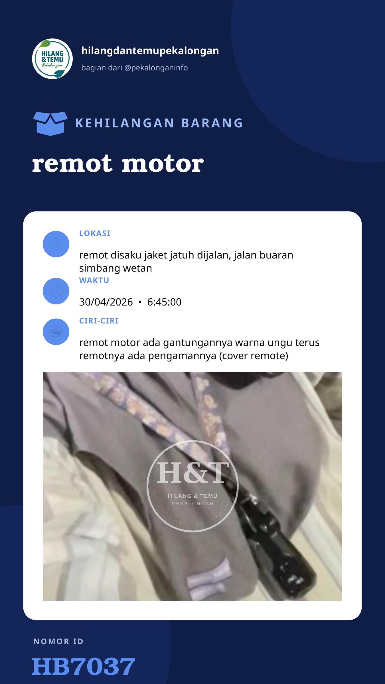 Story 9:16 laporan remot motor