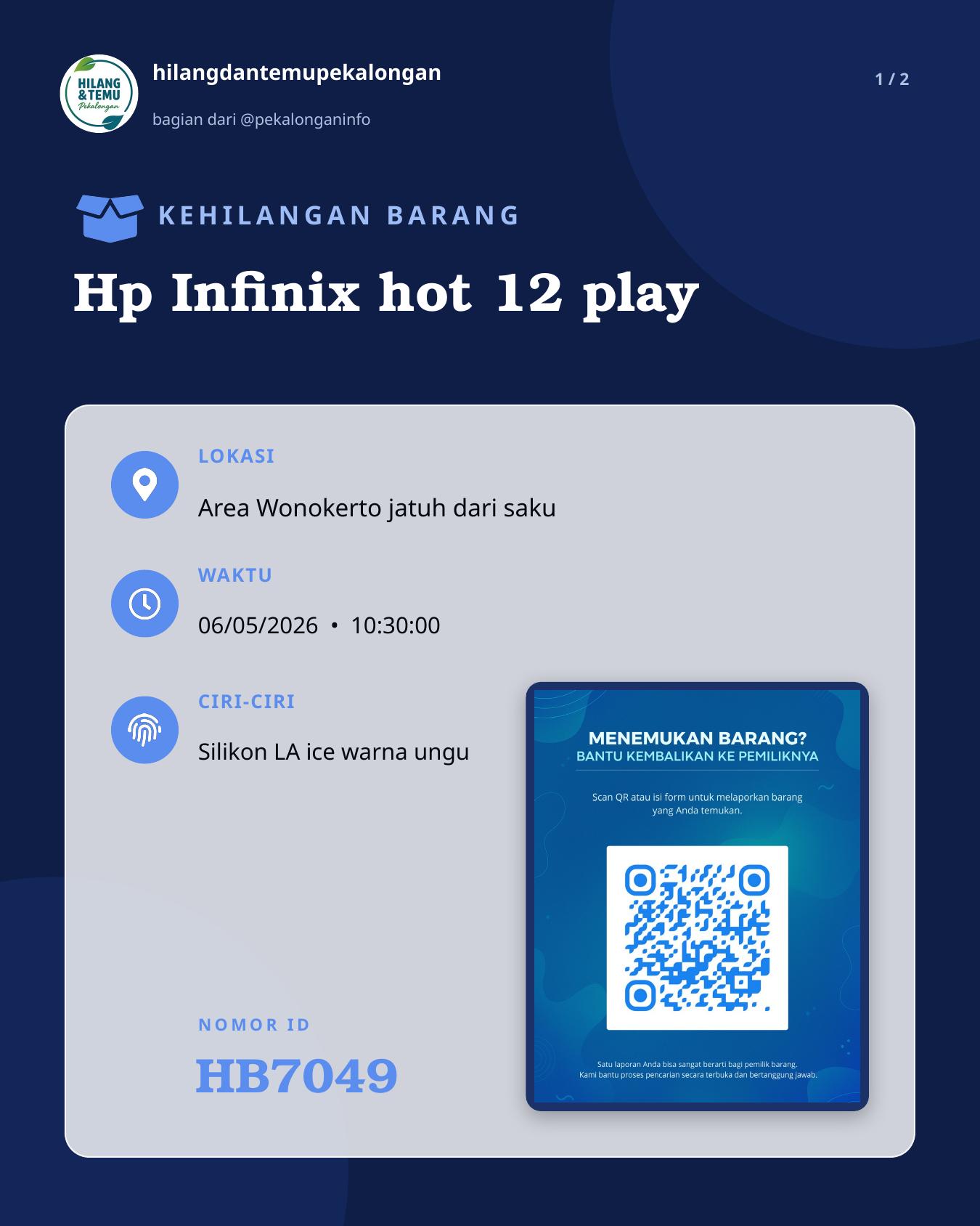 Slide 1 laporan Hp Infinix hot 12 play