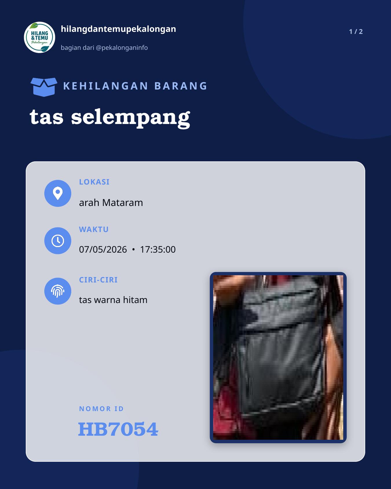 Slide 1 laporan tas selempang