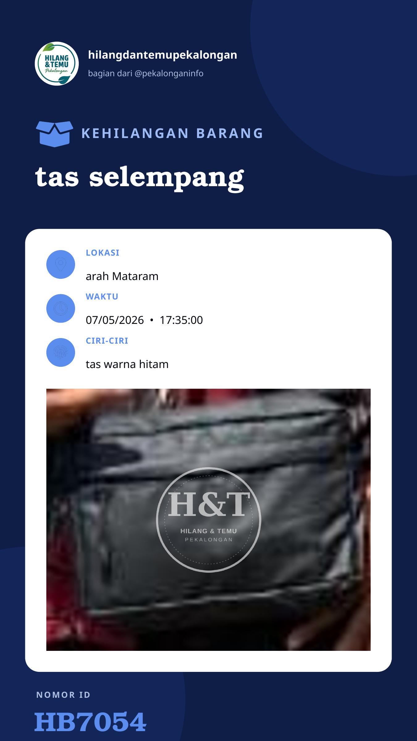 Story 9:16 laporan tas selempang