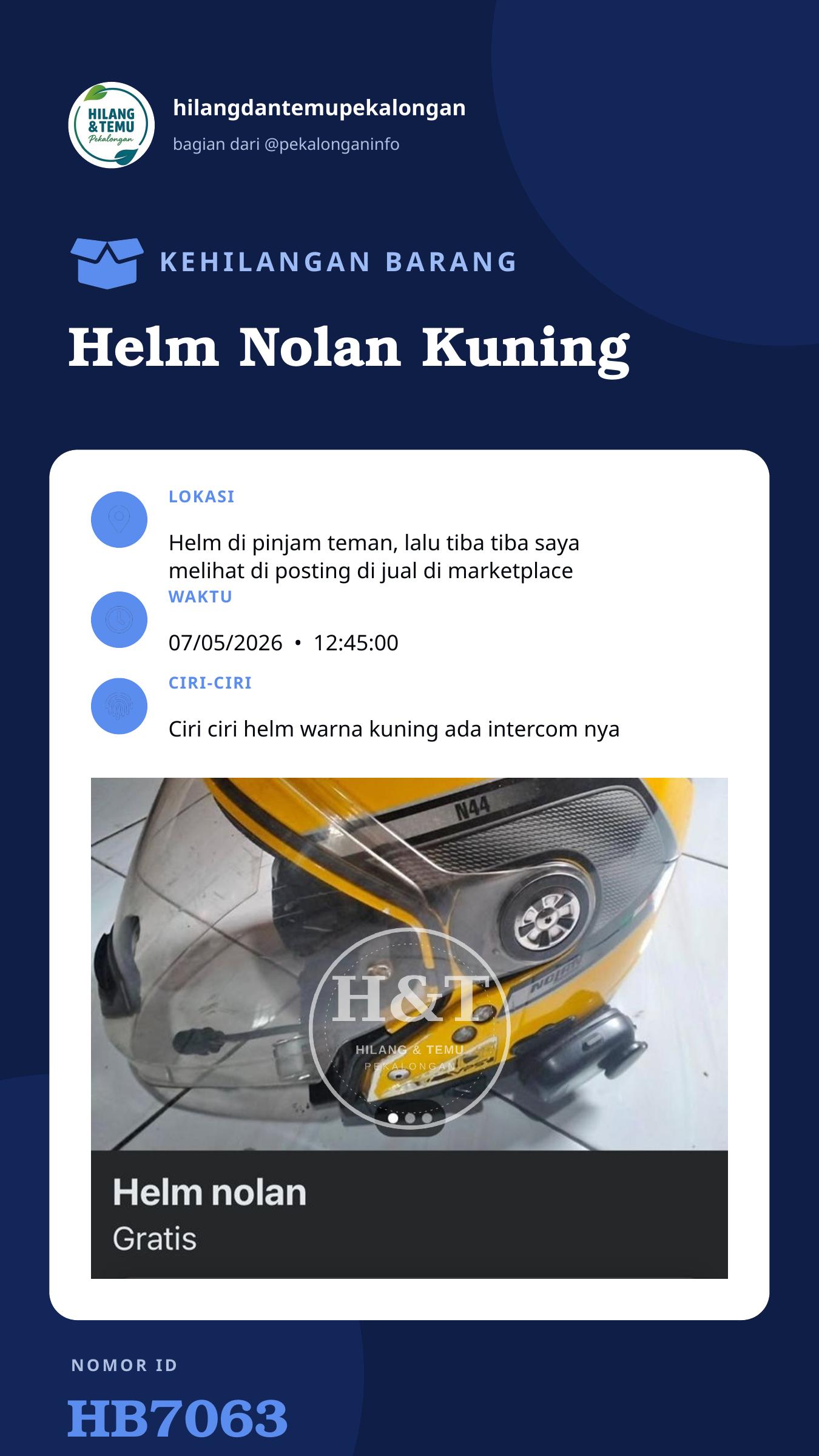 Story 9:16 laporan Helm Nolan Kuning