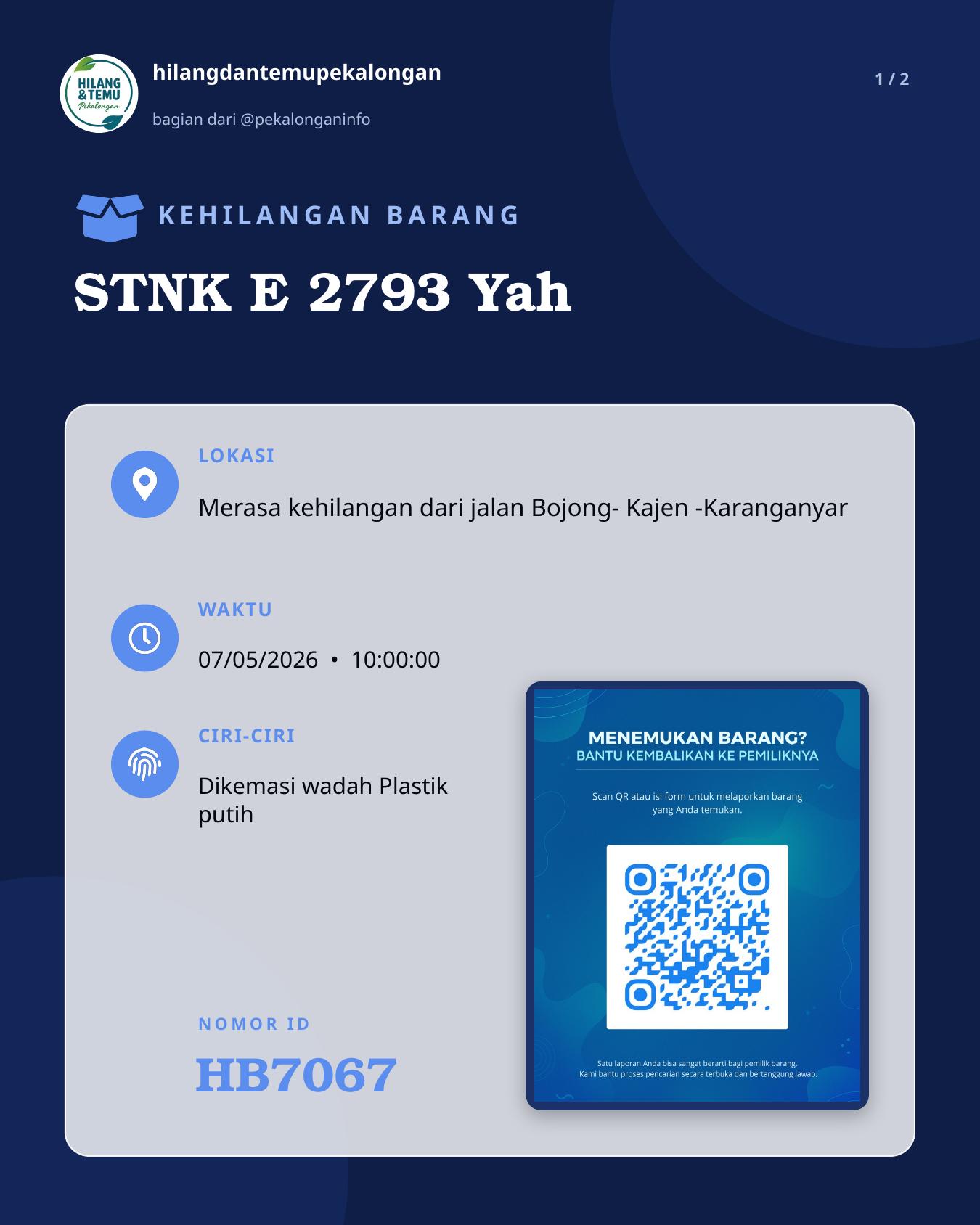 Slide 1 laporan STNK E 2793 Yah