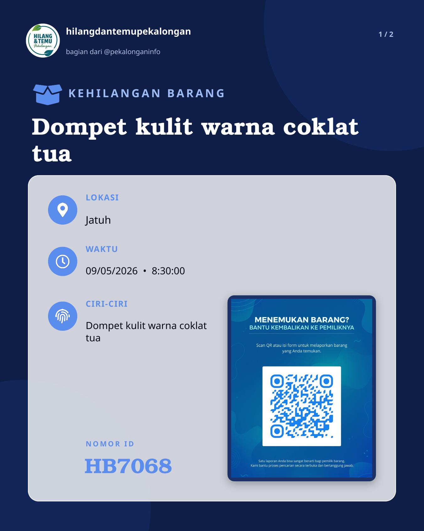 Slide 1 laporan Dompet kulit warna coklat tua