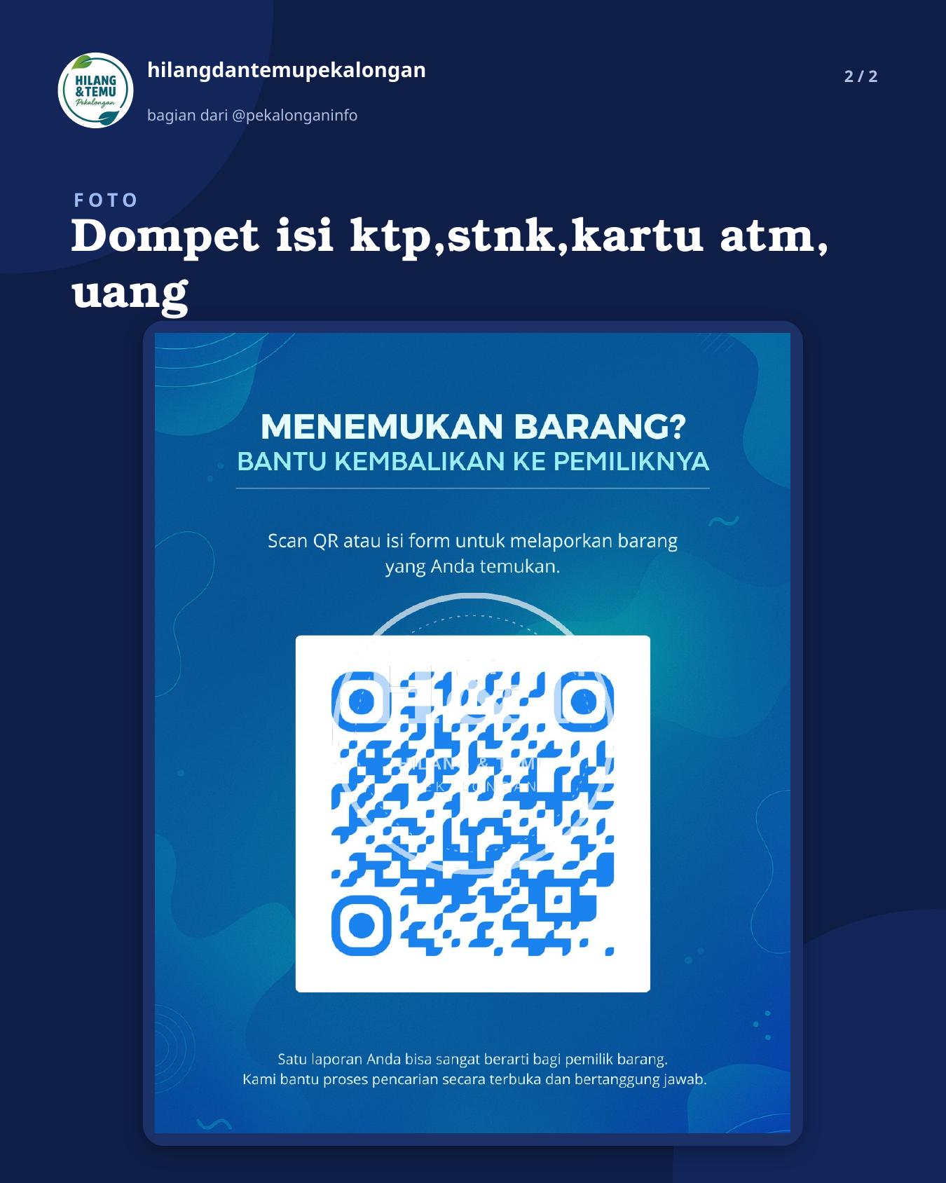 Slide 2 laporan Dompet isi ktp,stnk,kartu atm, uang