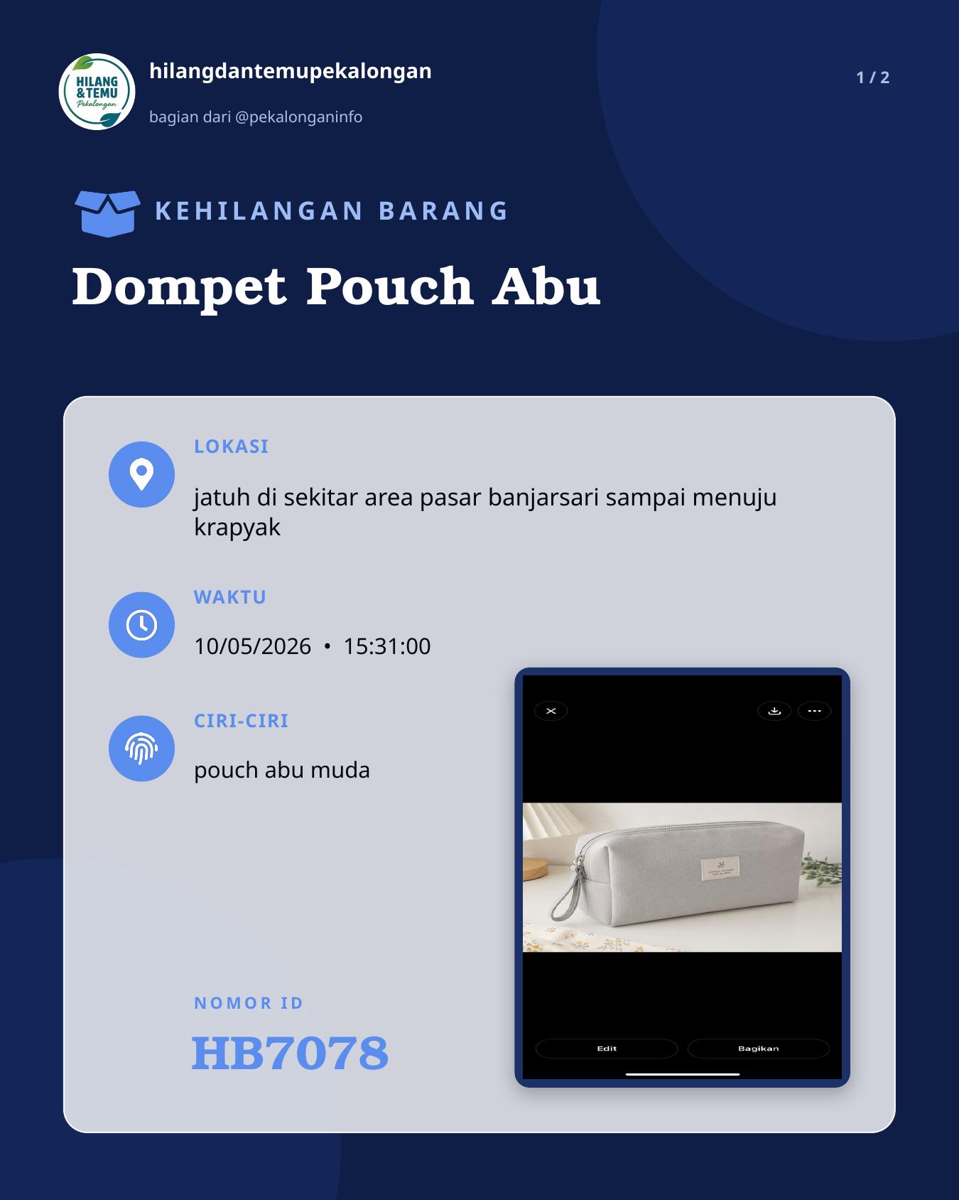 Slide 1 laporan Dompet Pouch Abu