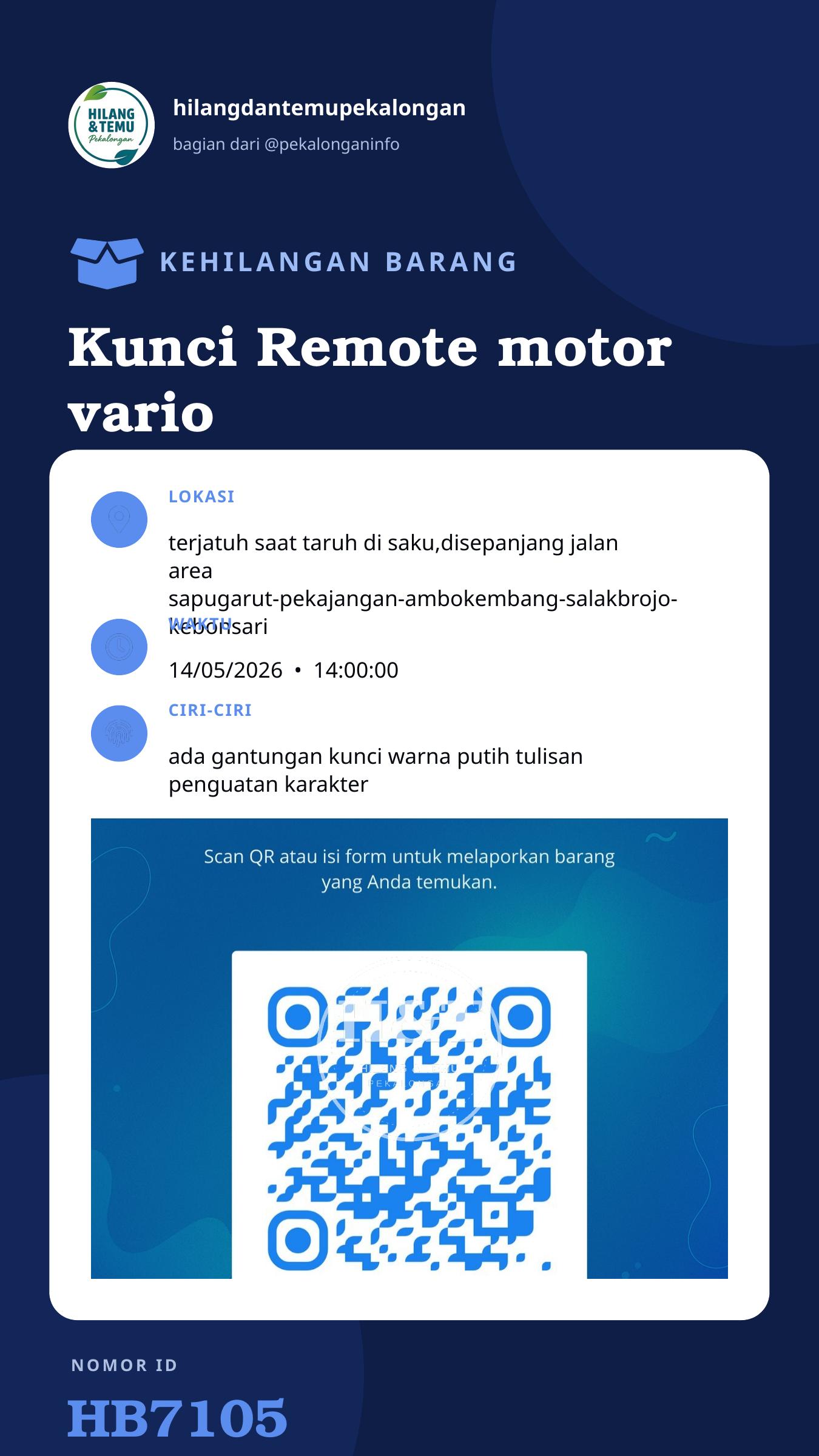 Story 9:16 laporan Kunci Remote motor vario